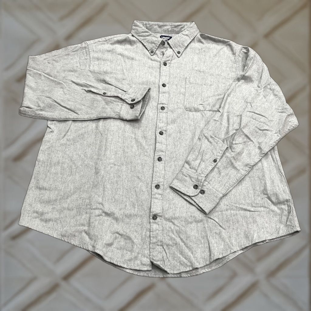 Lands' End Lands' End Traditional Fit Shirt Mens 2XL Gray Flannel Button-Down Casual Size US XXL / EU 58 / 5 - 1 Thumbnail