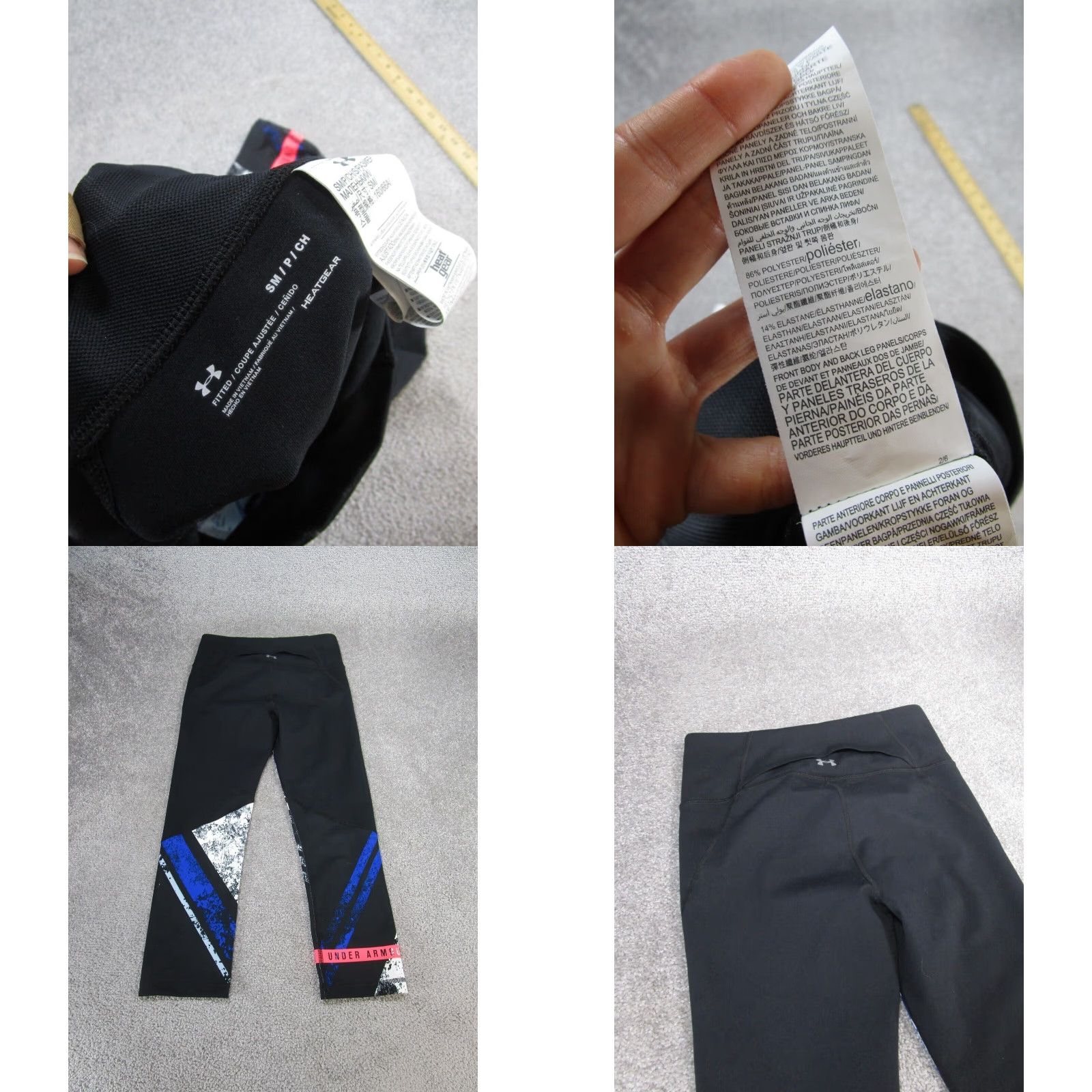 Under Armour Under Armour Womens Small Heatgear Leggings Black Blue Compression Crop Athleisure Leggings Size 28" / US 6 / IT 42 - 8 Thumbnail