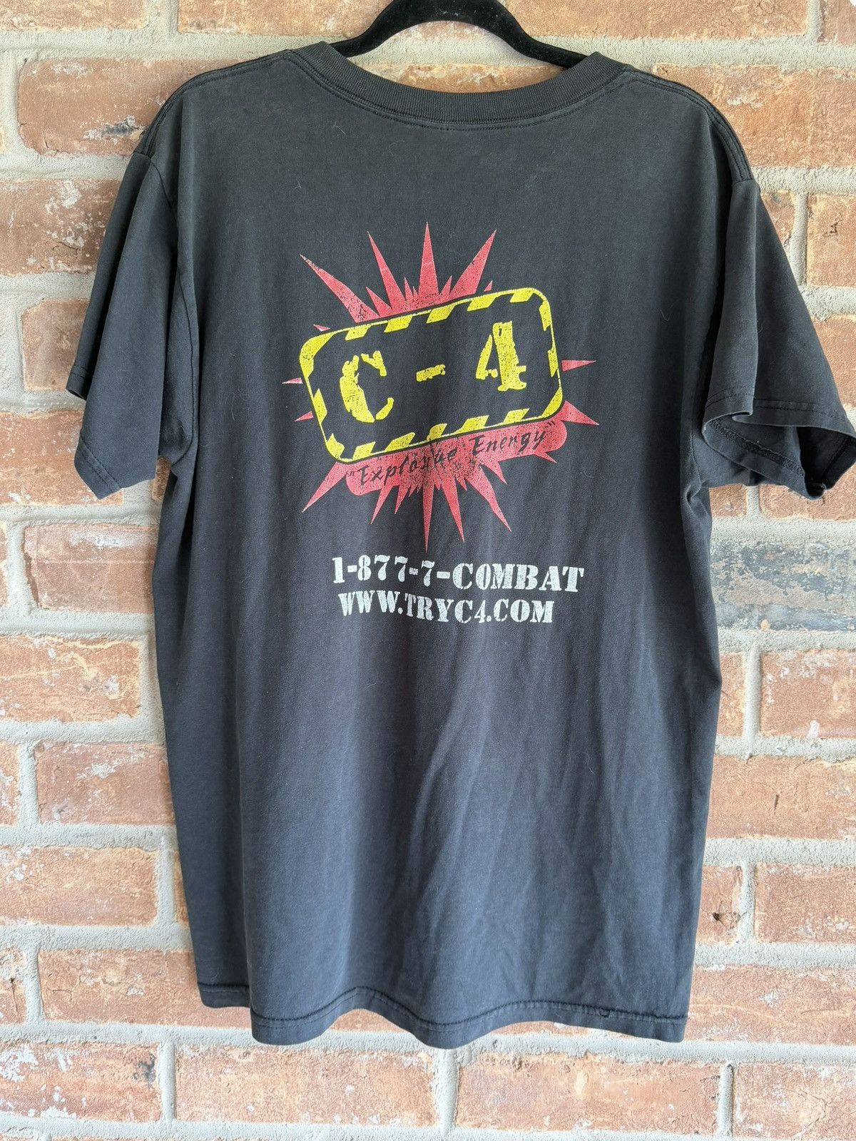 Fruit Of The Loom Vintage C-4 Energy T Medium Black Pocket Tee Graphic USA Size US L / EU 52-54 / 3 - 1 Thumbnail