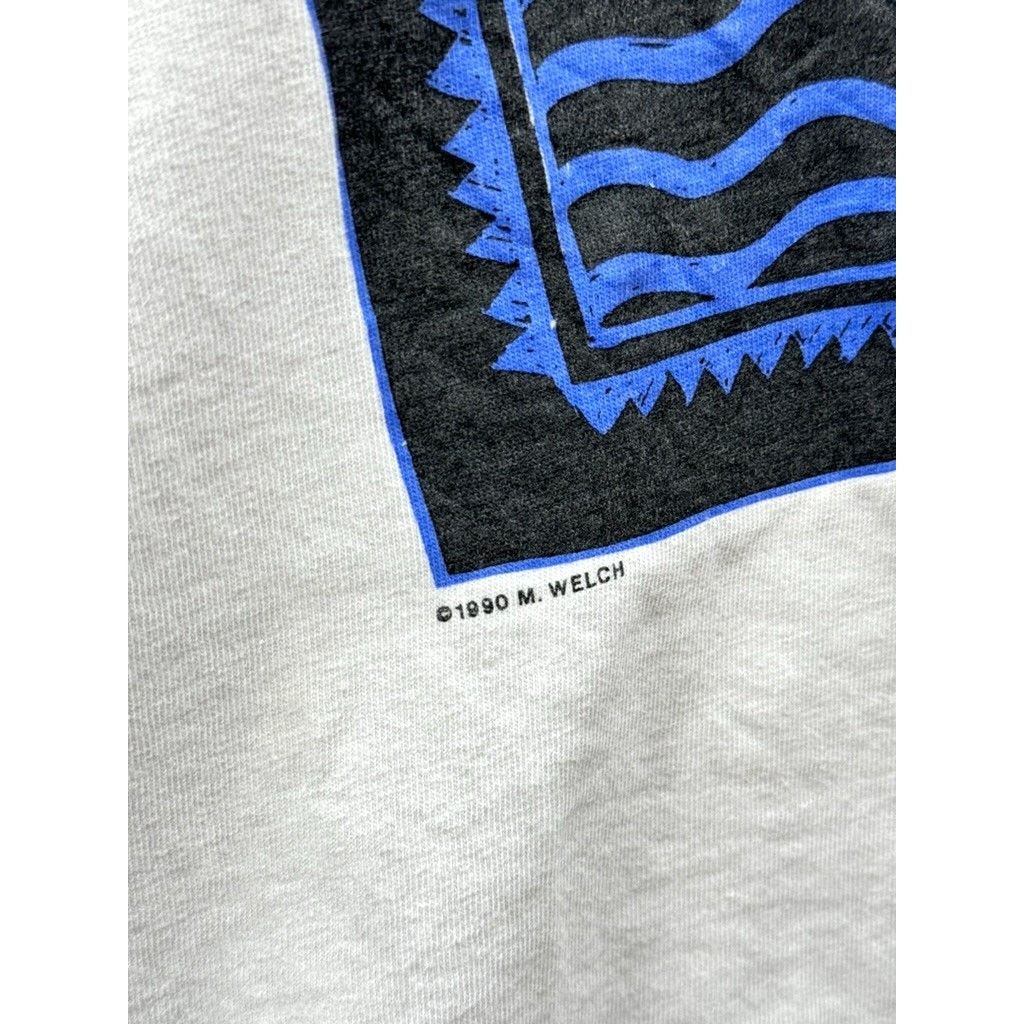 Vintage 1990 M. Welch Frog Abstract Graphic Stamp Art Tee Size US L / EU 52-54 / 3 - 6 Thumbnail