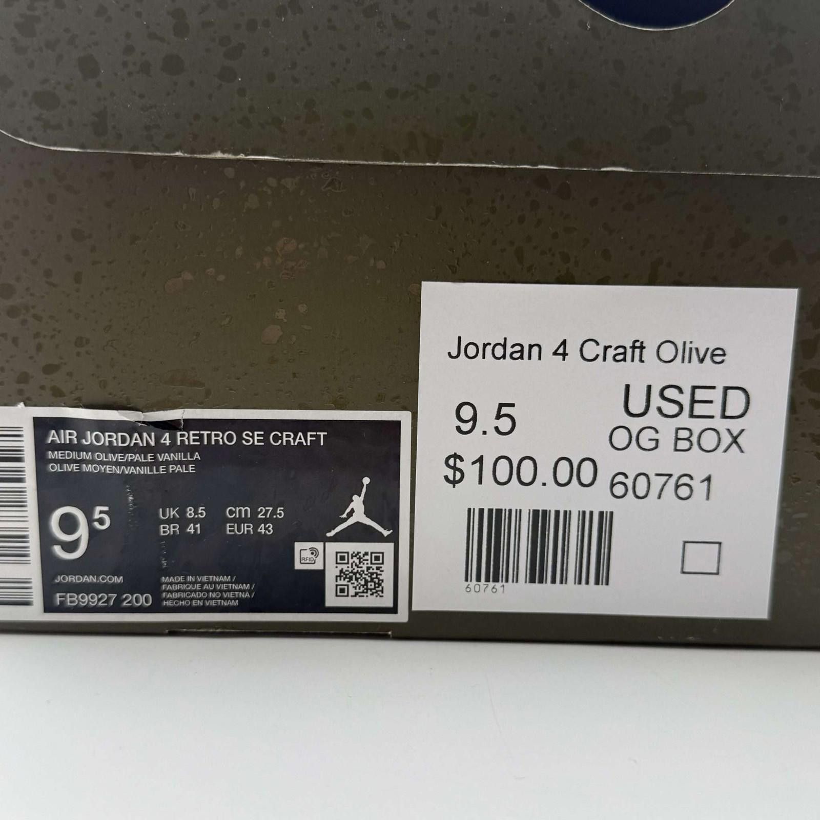Jordan Brand og box Air Jordan 4 Retro SE Craft Olive 9.5 Used OG Box Size US 9.5 / EU 42-43 - 9 Thumbnail