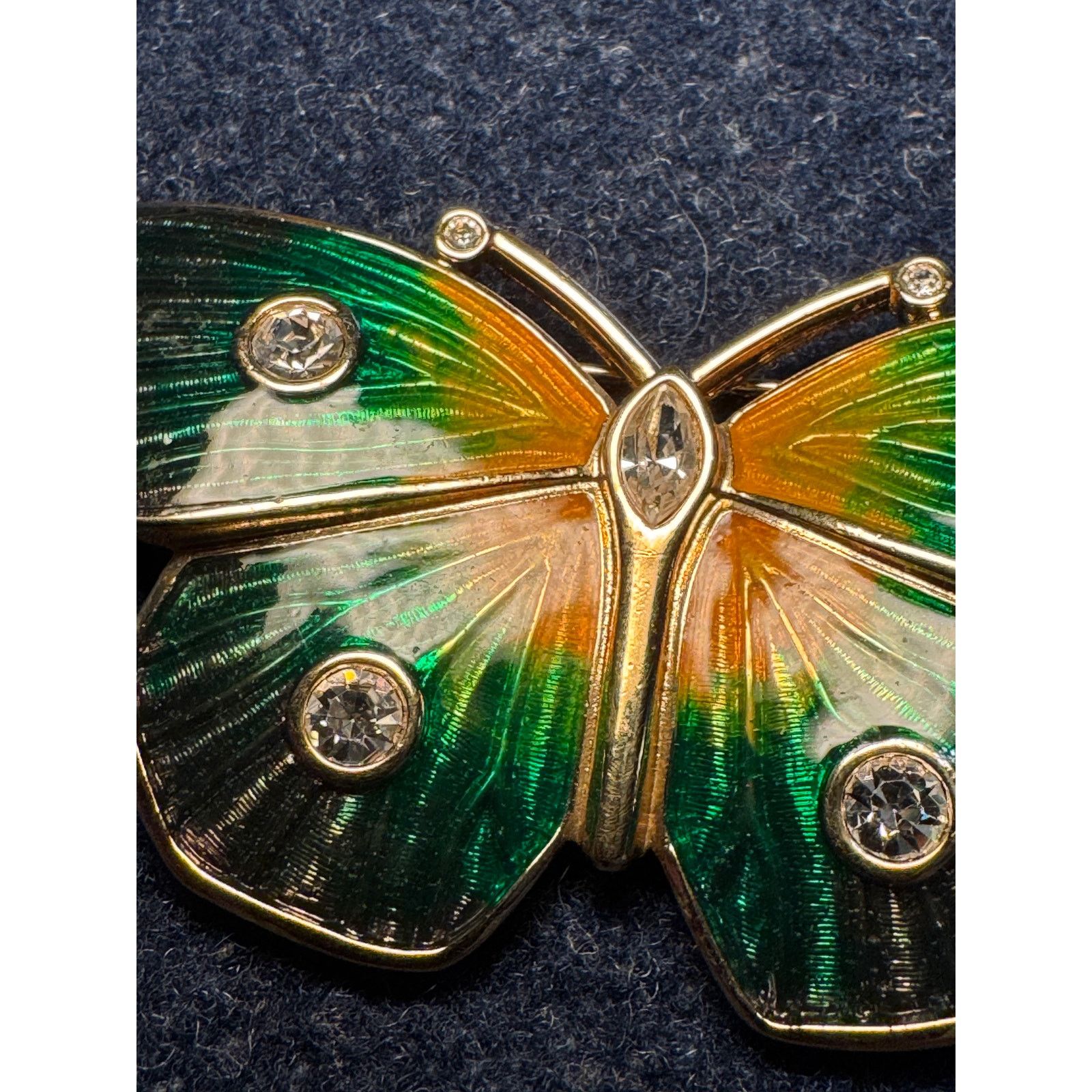 Swarovski Swaroski Green Blue Yellow Enamel Butterfly Brooch Size ONE SIZE - 4 Thumbnail