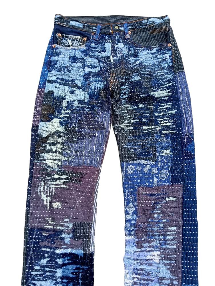 Japanese Brand × Levi's × Vintage Vintage Levis Denim Selvedge Sashiko Boro Custom Made Size US 30 / EU 46 - 13 Thumbnail