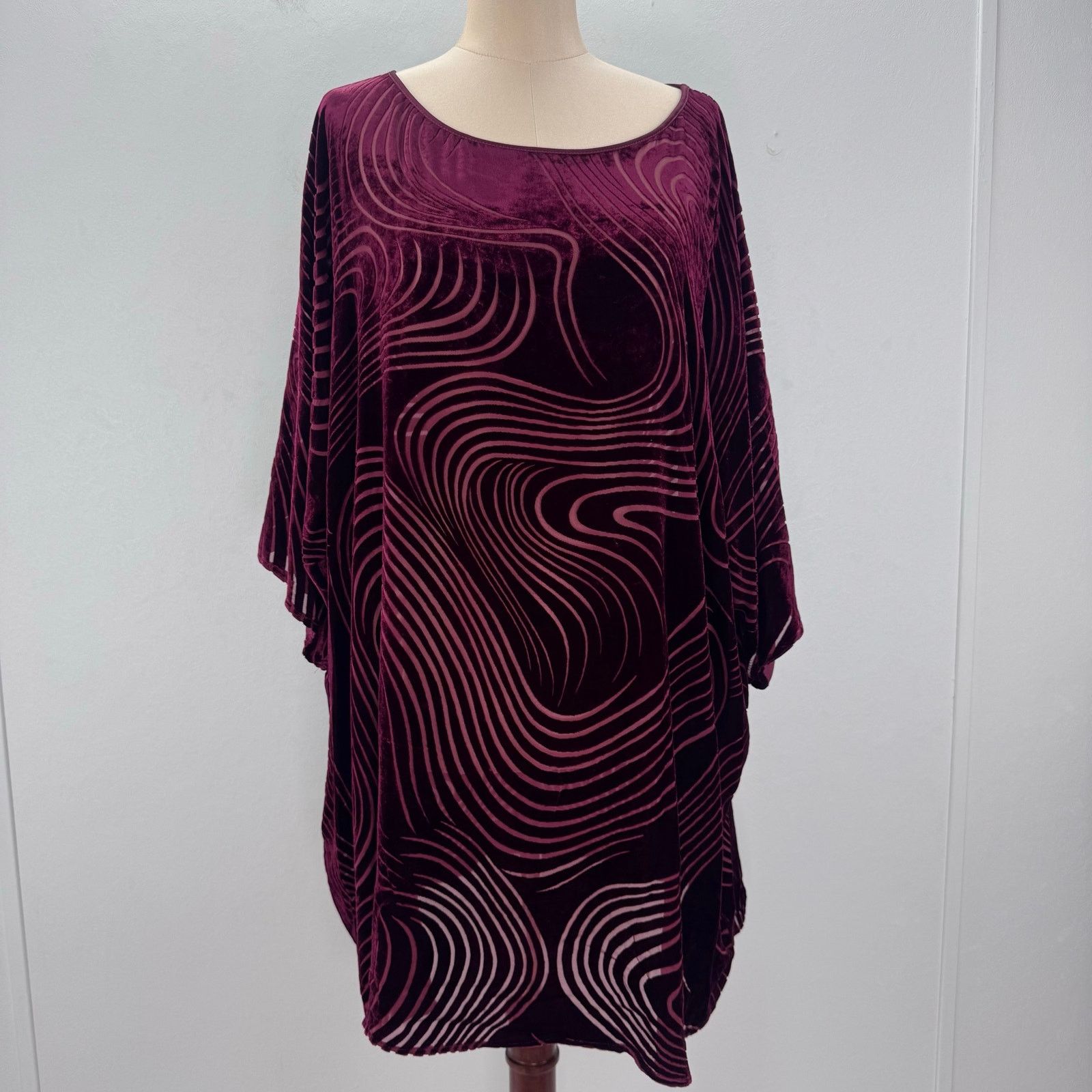 Marina Rinaldi Marina Rinaldi Festival Silk Blend Tunic Blouse Red Velvet Size 4XL / US 24-26 - 2 Thumbnail