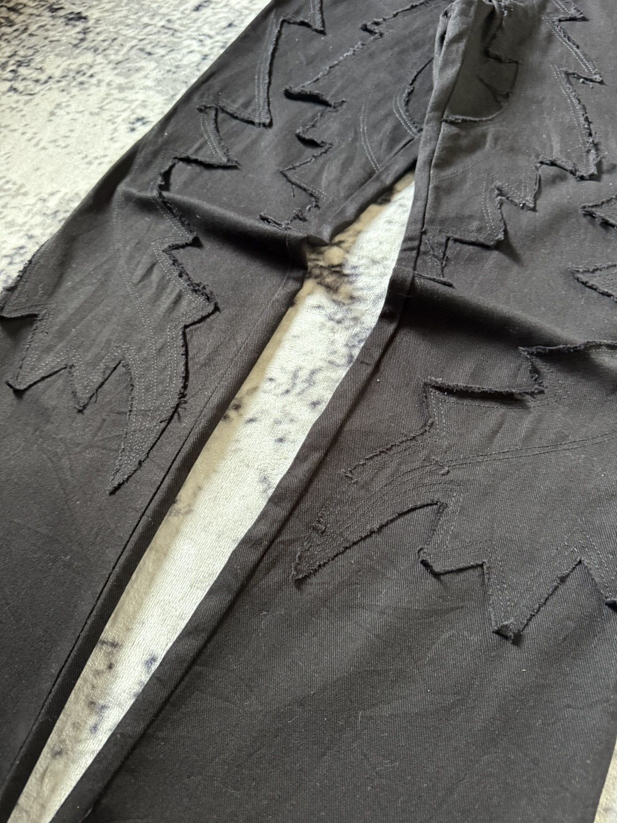 Japanese Brand Amore Pure Jagged Fractured Lightning Studded Flared Jeans Size US 27 - 7 Thumbnail