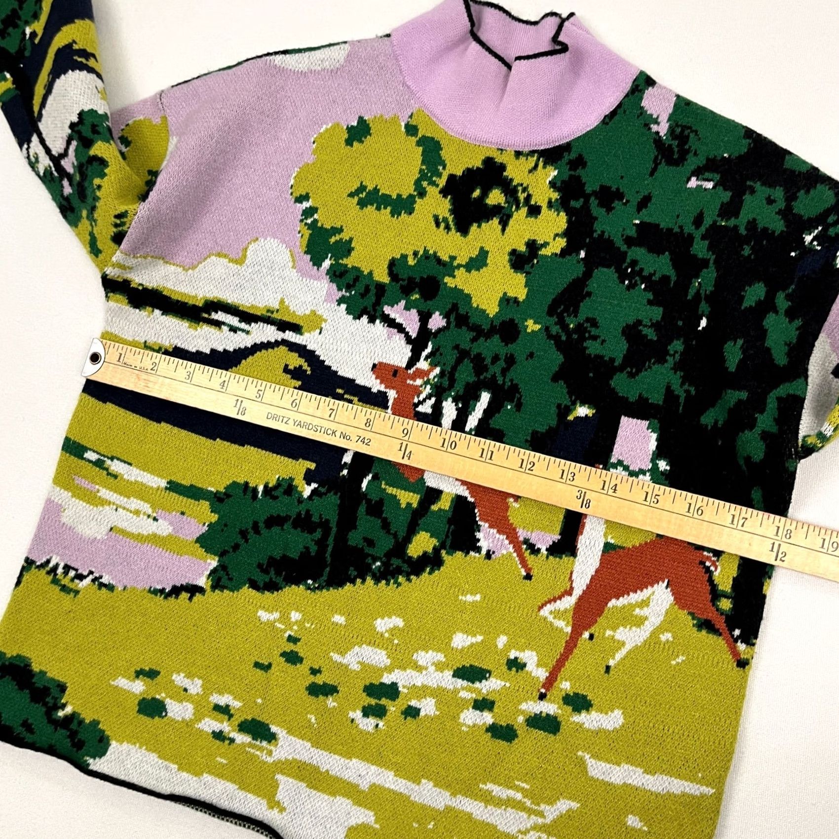 Anthropologie VINTAGE Anthropologie Maeve Sweater Womens XS Petite Deer Forest Scenic Jumper Mockneck Size XS / US 0-2 / IT 36-38 - 4 Thumbnail