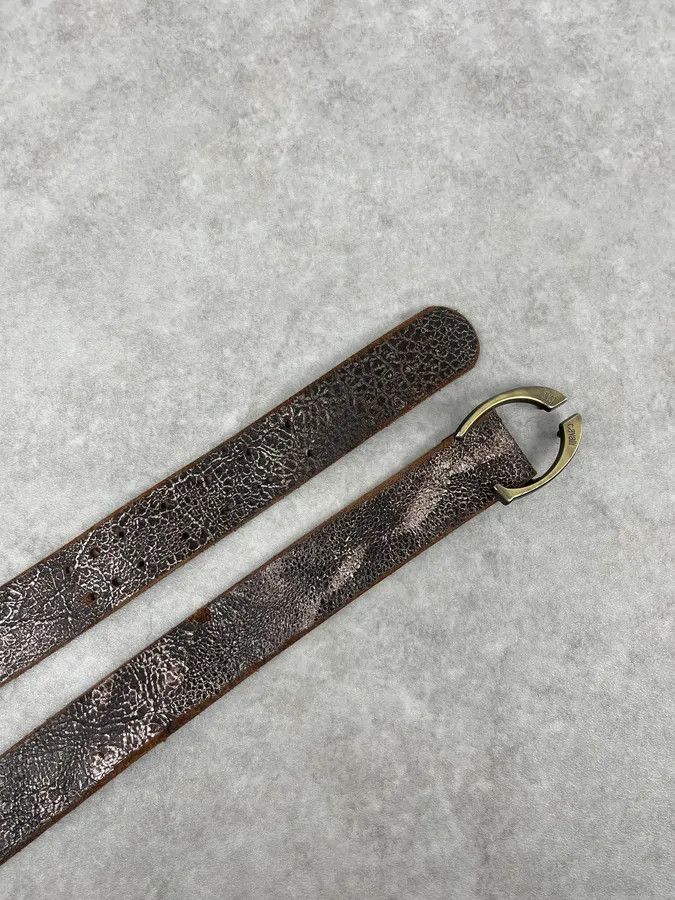 Just Cavalli 2000s Cavalli Brown Eroded Premium Leather Belt Size ONE SIZE - 4 Thumbnail