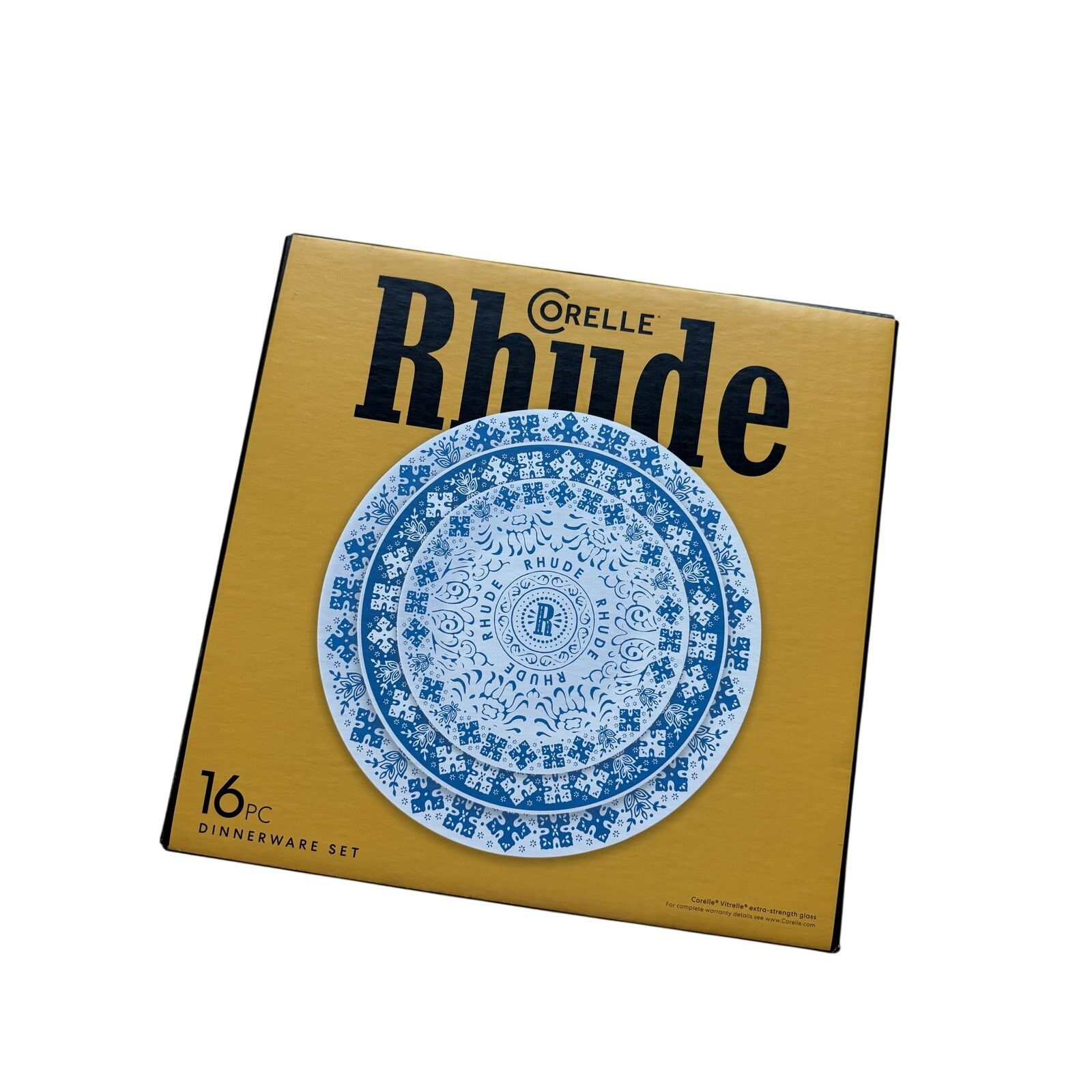 Rhude Rhude x Corelle Instant 16 Piece Dinnerware Set Blue White Size ONE SIZE - 1 Thumbnail