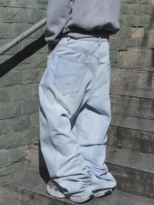 Jean Light Blue Baggy Wide Leg Denim Jeans 90s Size US 34 / EU 50 - 2 Thumbnail