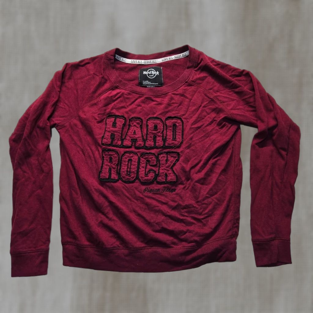 Hard Rock Cafe Hard Rock Cafe Sweater Shirt Women 2XL Red Logo Pockets All Seasons Hooded Pullover Casual Knit Cotton Blend Size XXL / US 16-18 / IT 52-54 - 1 Thumbnail