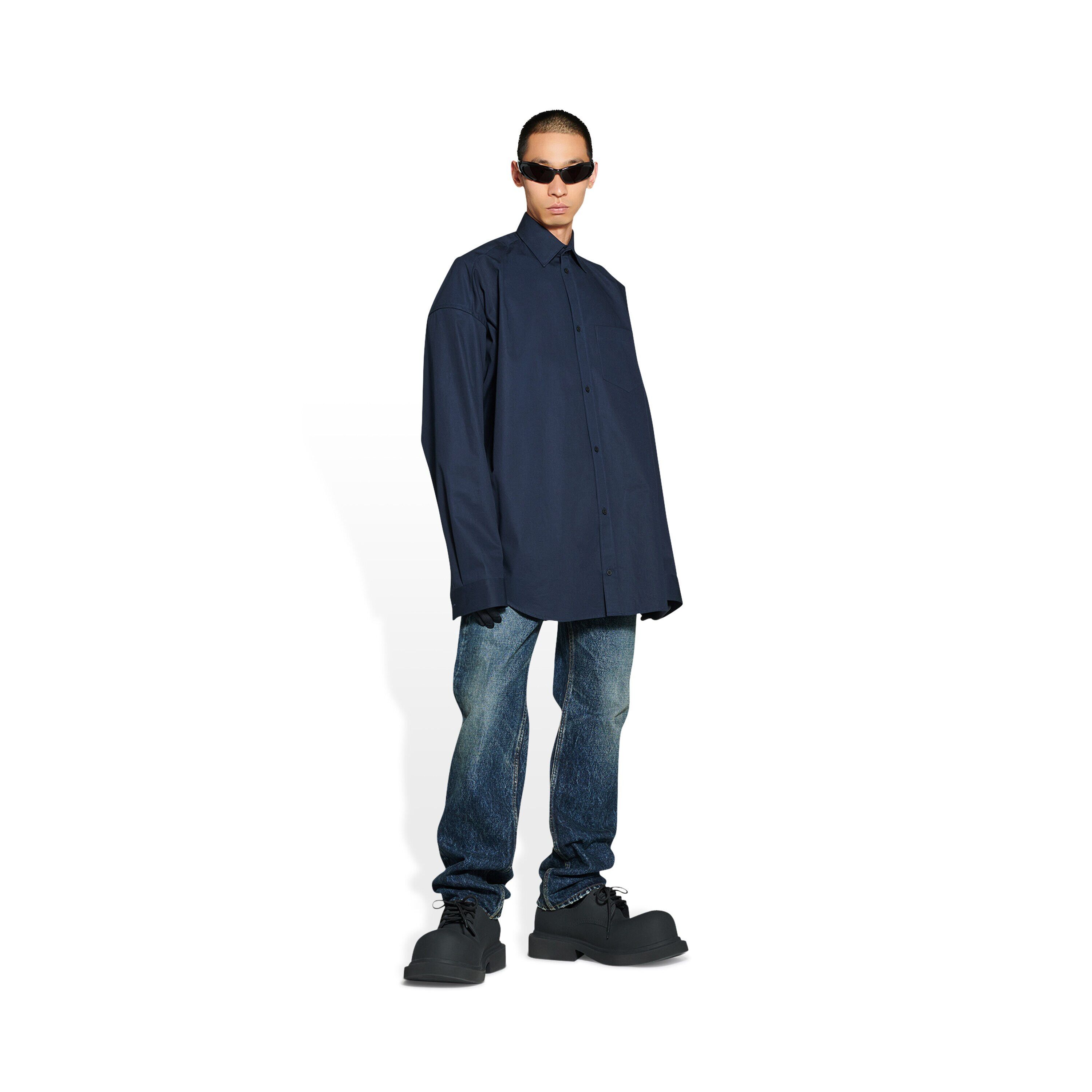 Balenciaga o1in1g1024 Cocoon Shirt in Navy Size US L / EU 52-54 / 3 - 6 Thumbnail