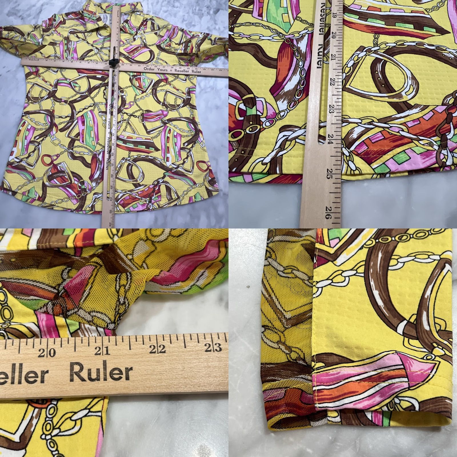 Vintage Icikuls Shirt Womens Large Yellow Quarter Zip Equestrian Horse Western Vented Size L / US 10 / IT 46 - 8 Thumbnail