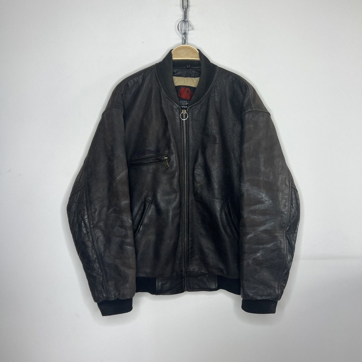 Vintage Vintage Heavy Flight Bomber Leather Jacket 90s Brown Size US XL / EU 56 / 4 - 1 Thumbnail