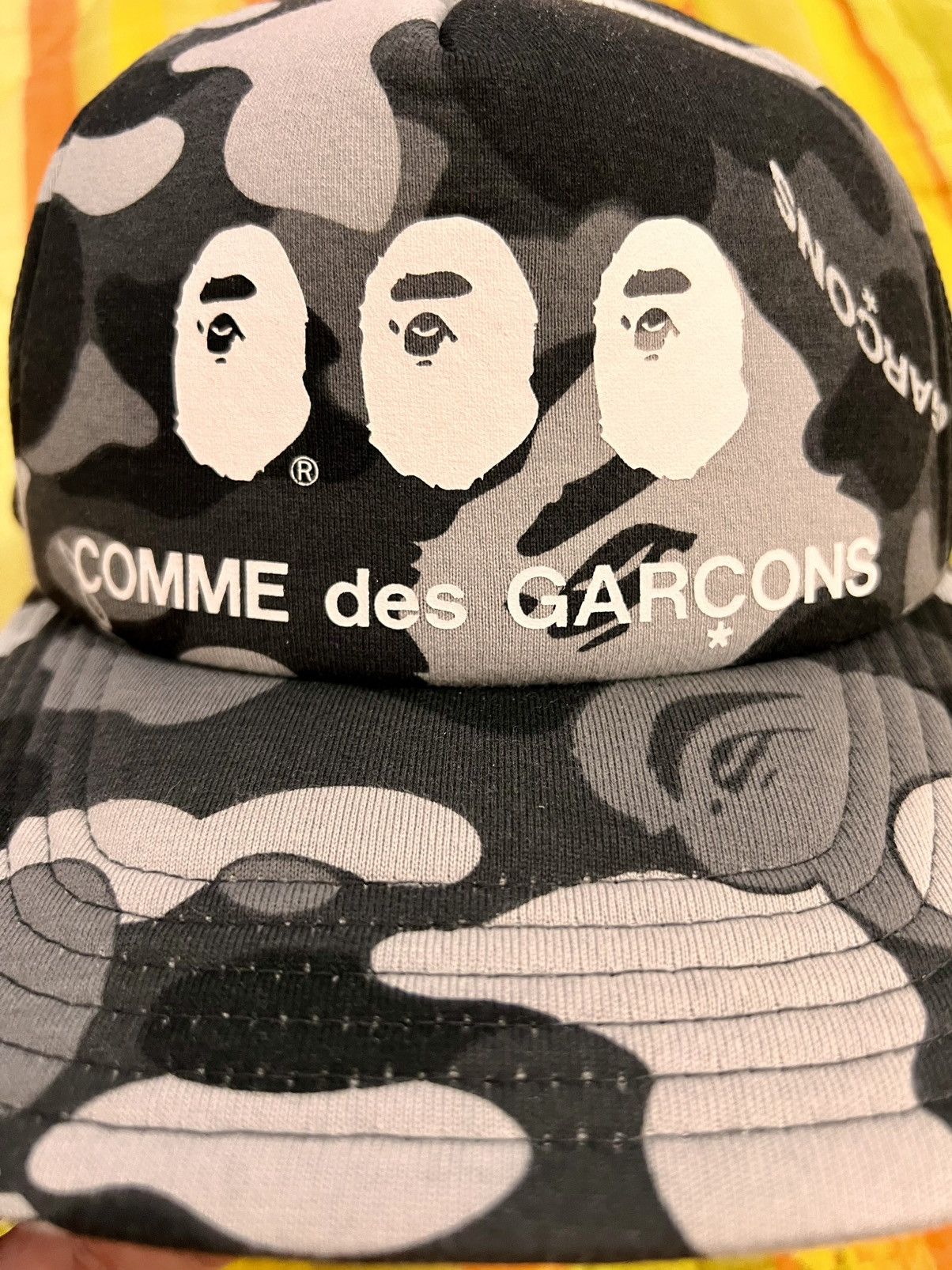 Bape x CDG Osaka Camo Mesh Cap Black comme des garçons