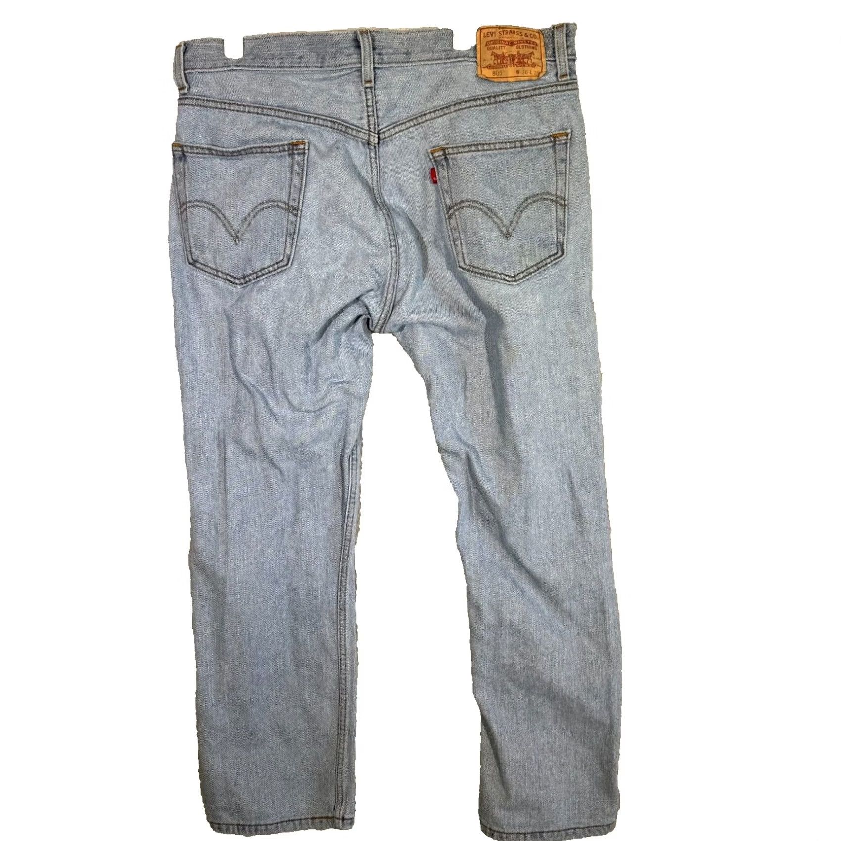 Levi's Levi’s 505 Jeans Men 36x29 Regular Fit Mid Rise Straight Light Wash Blue Denim Size US 36 / EU 52 - 2 Thumbnail