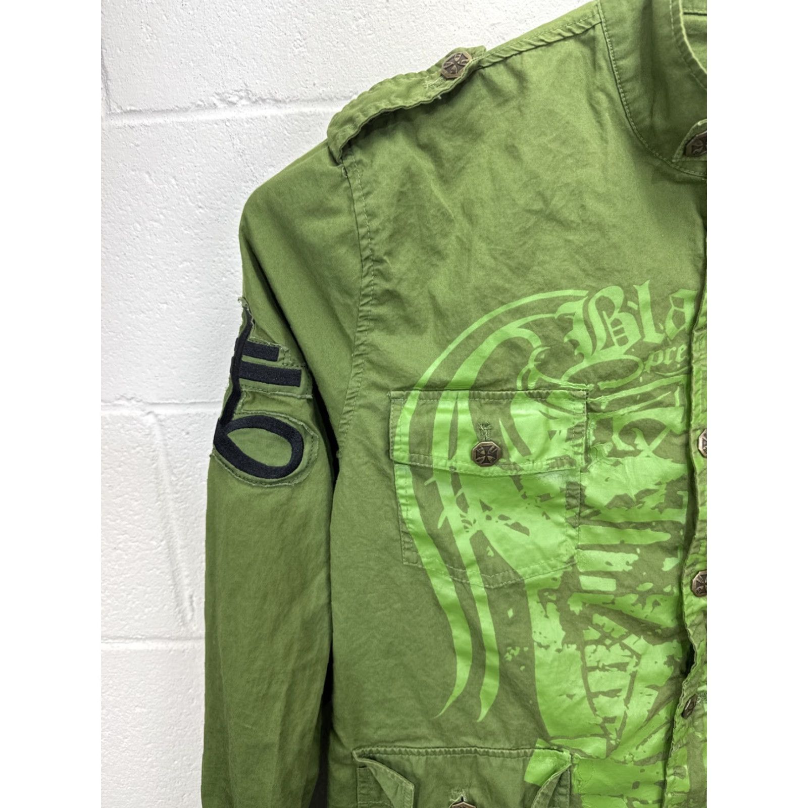 Vintage VINTAGE Blac Label Army Jacket XL Green Embroidered Military Full Zip Mens Size US 36 / EU 52 - 4 Thumbnail