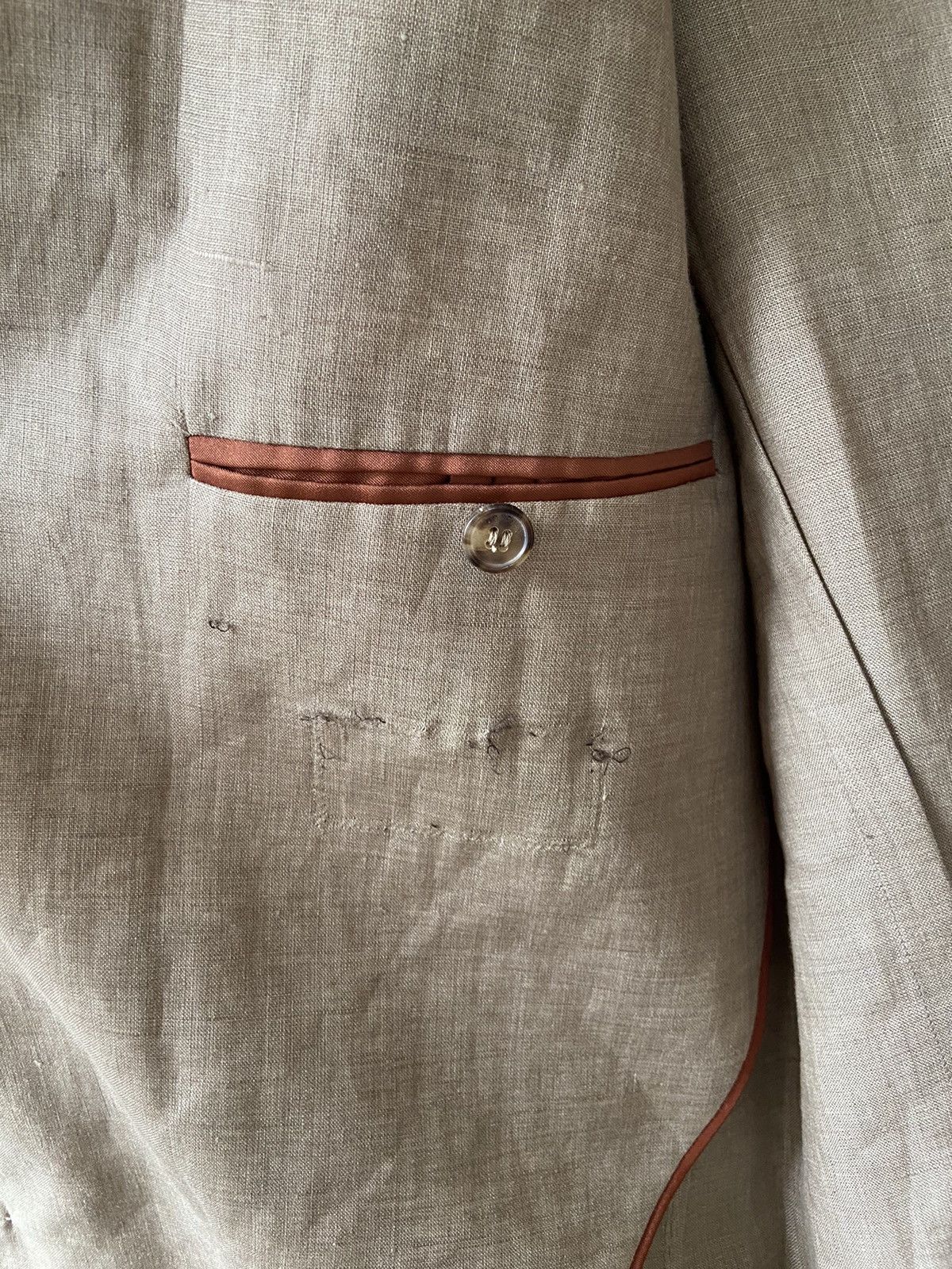 Loro Piana Loro Piana Two-Button Rain System Unstructured Linen Blazer Size 54L - 10 Thumbnail