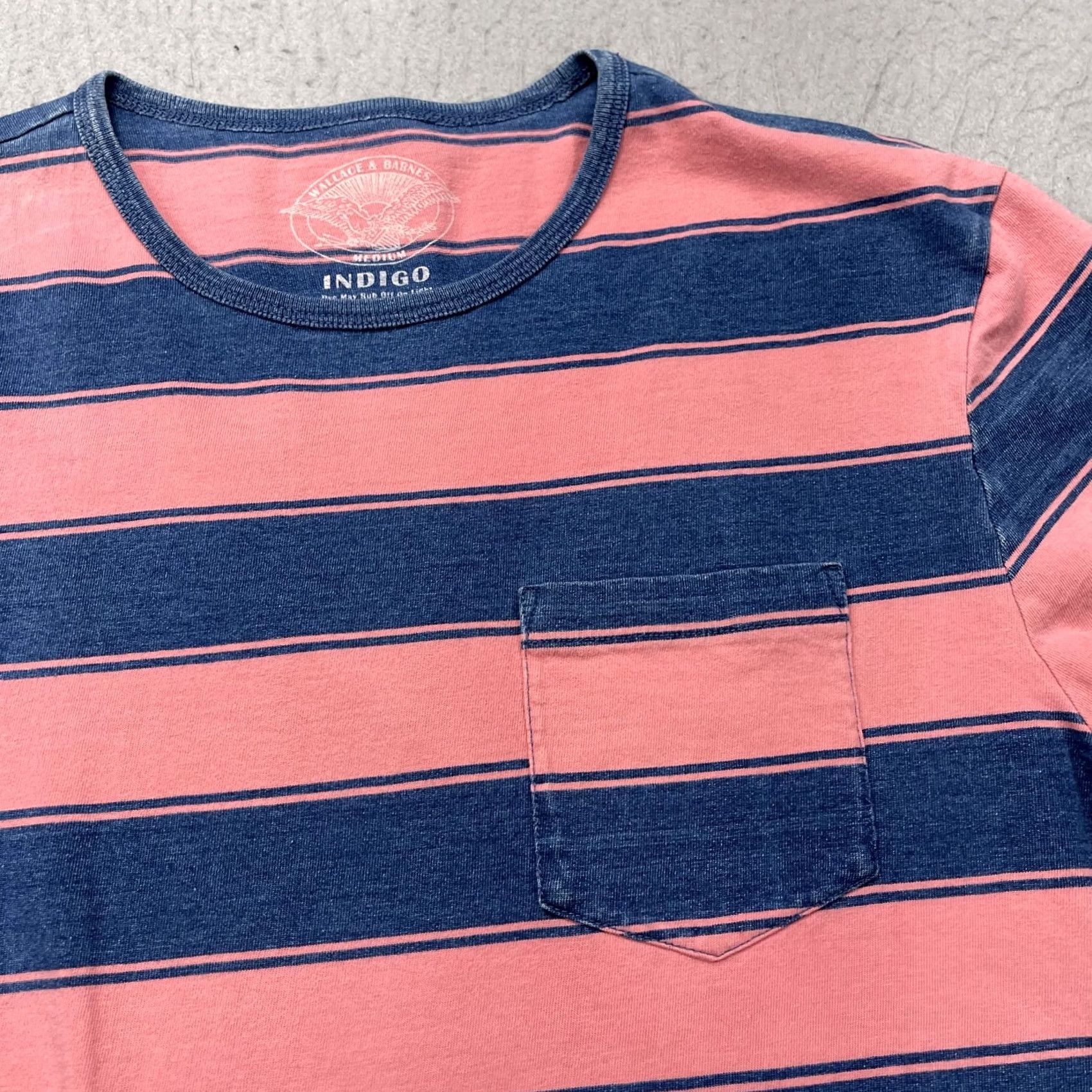 Wallace & Barnes Wallace and Barnes Shirt Mens Medium Pink Blue Indigo Dye Pocket Tee Striped Size US M / EU 48-50 / 2 - 2 Thumbnail