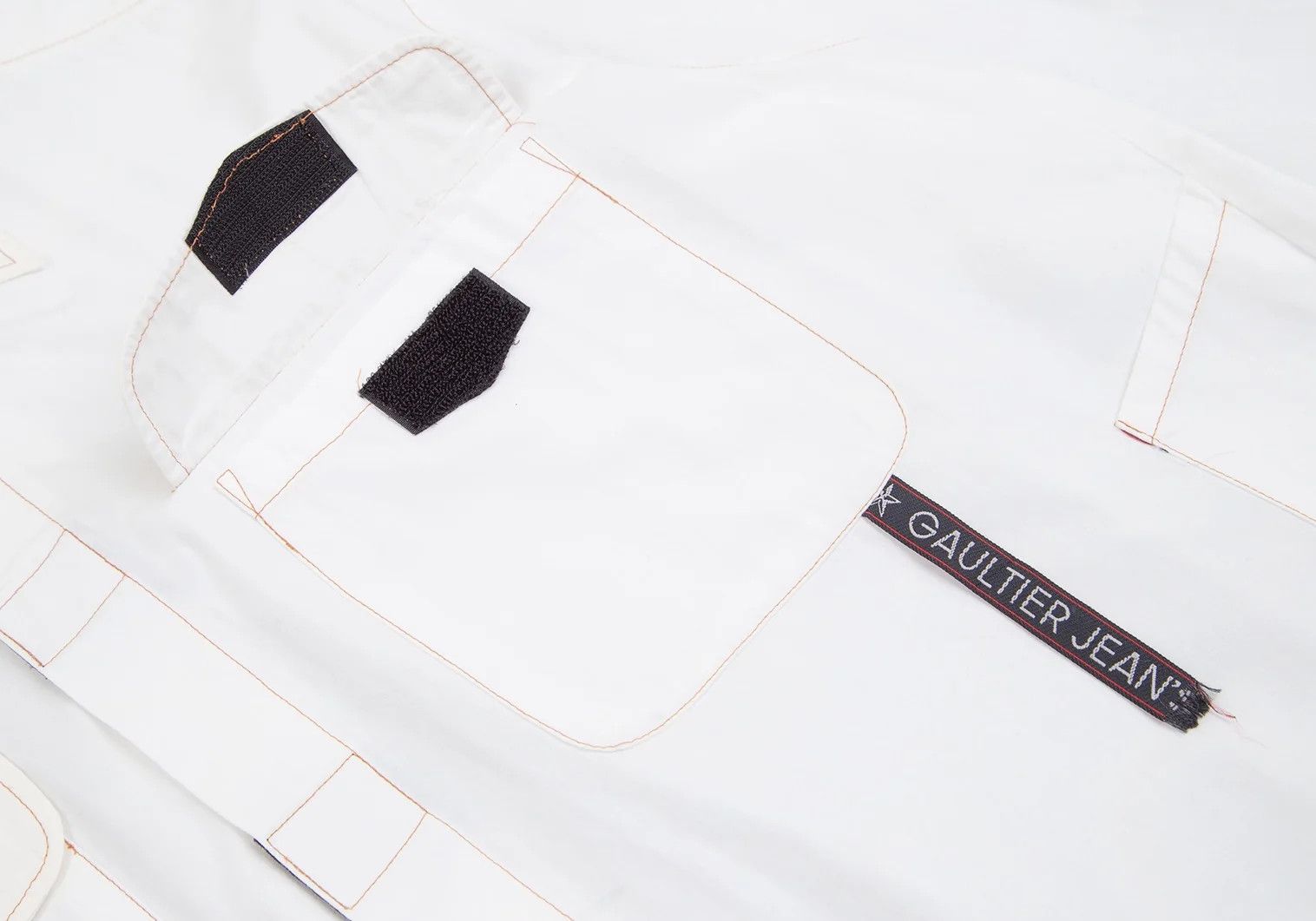 Jean Paul Gaultier Velcro Pocket Design Shirt in White Size 40 Size US XXS / EU 40 - 4 Thumbnail