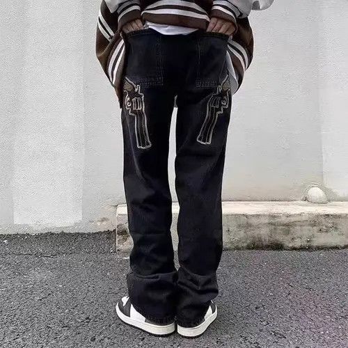 Japanese Brand × Jean Street style double gun embroidered patch bootcut jeans Size US 32 / EU 48 - 4 Thumbnail
