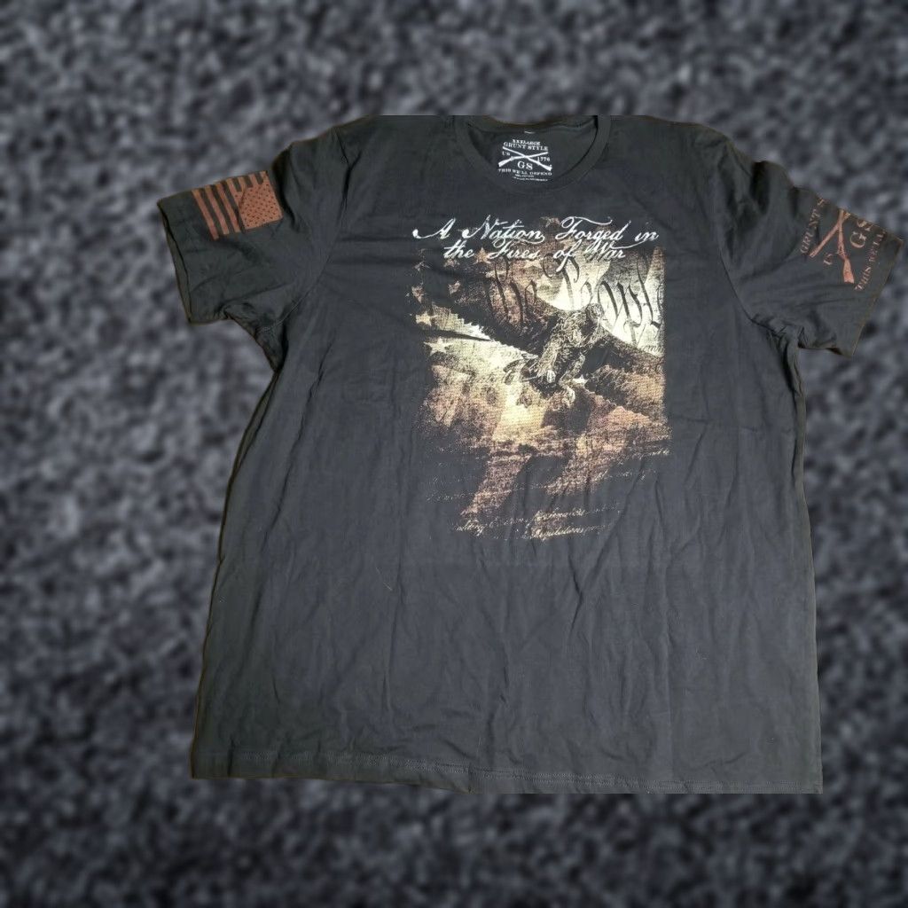 Vintage Grunt Style Mens T-Shirt 3XL Black Cotton Short Sleeve Crew Neck Logo Constitution Patriot American Military 90s? Size US XXL / EU 58 / 5 - 1 Thumbnail