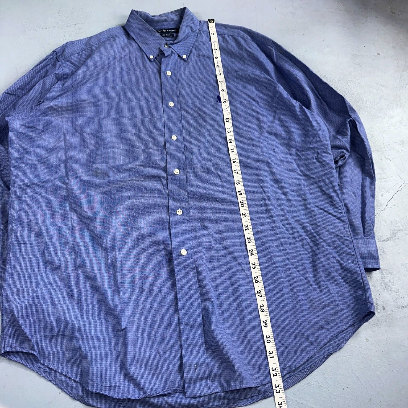 Polo Ralph Lauren VINTAGE Ralph Lauren Polo Shirt Men Blake Button-Down Two-Ply Blue Plaid L Size US L / EU 52-54 / 3 - 5 Thumbnail