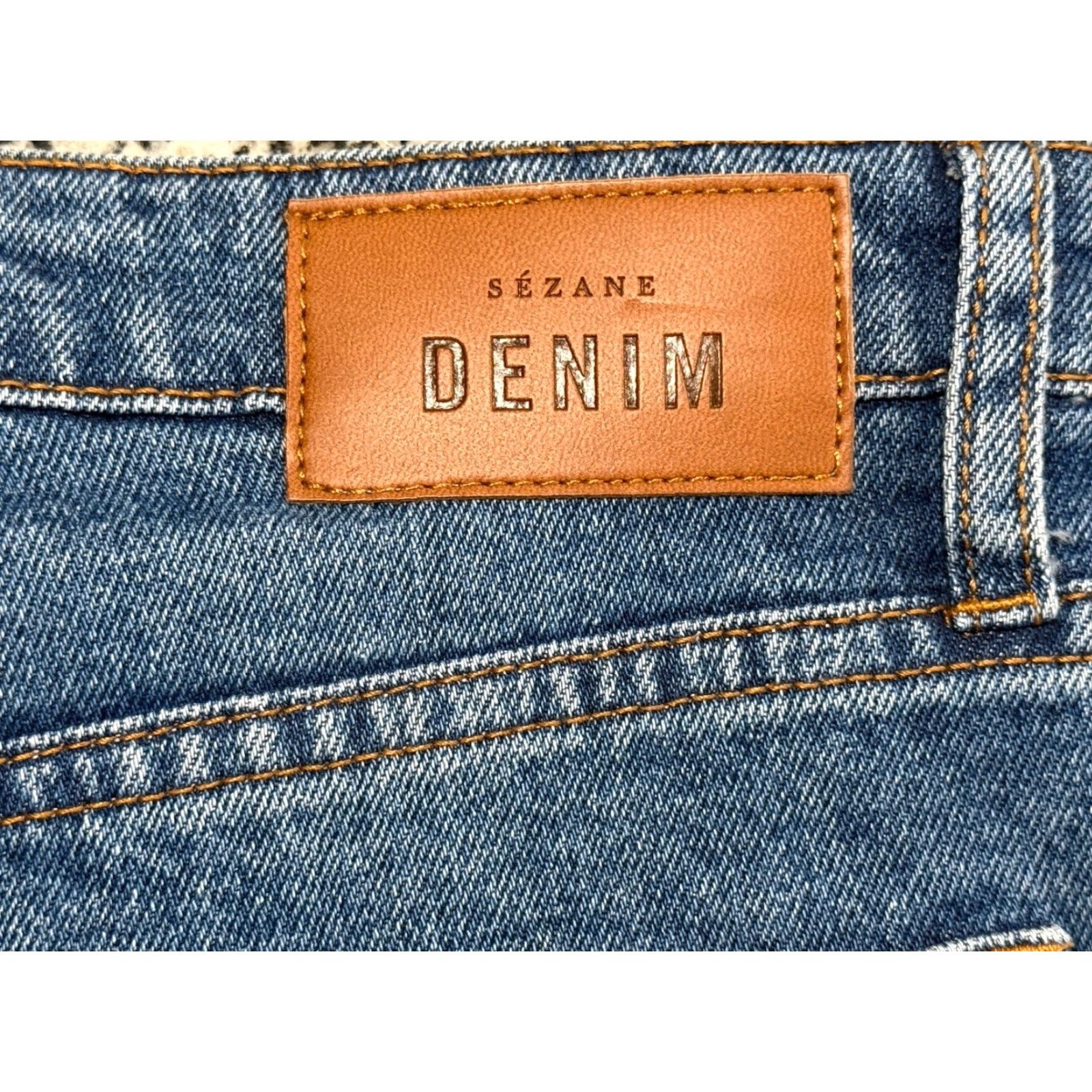 Vintage Sezane Jeans Button Fly Straight Womens 34 34x26.5 Blue Cotton Elastane 42 EU Morocco Size 24" / US 00 / IT 34 - 7 Thumbnail