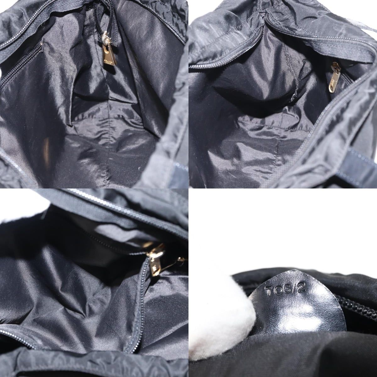 CELINE Tote Bag Nylon Enamel Black Gold