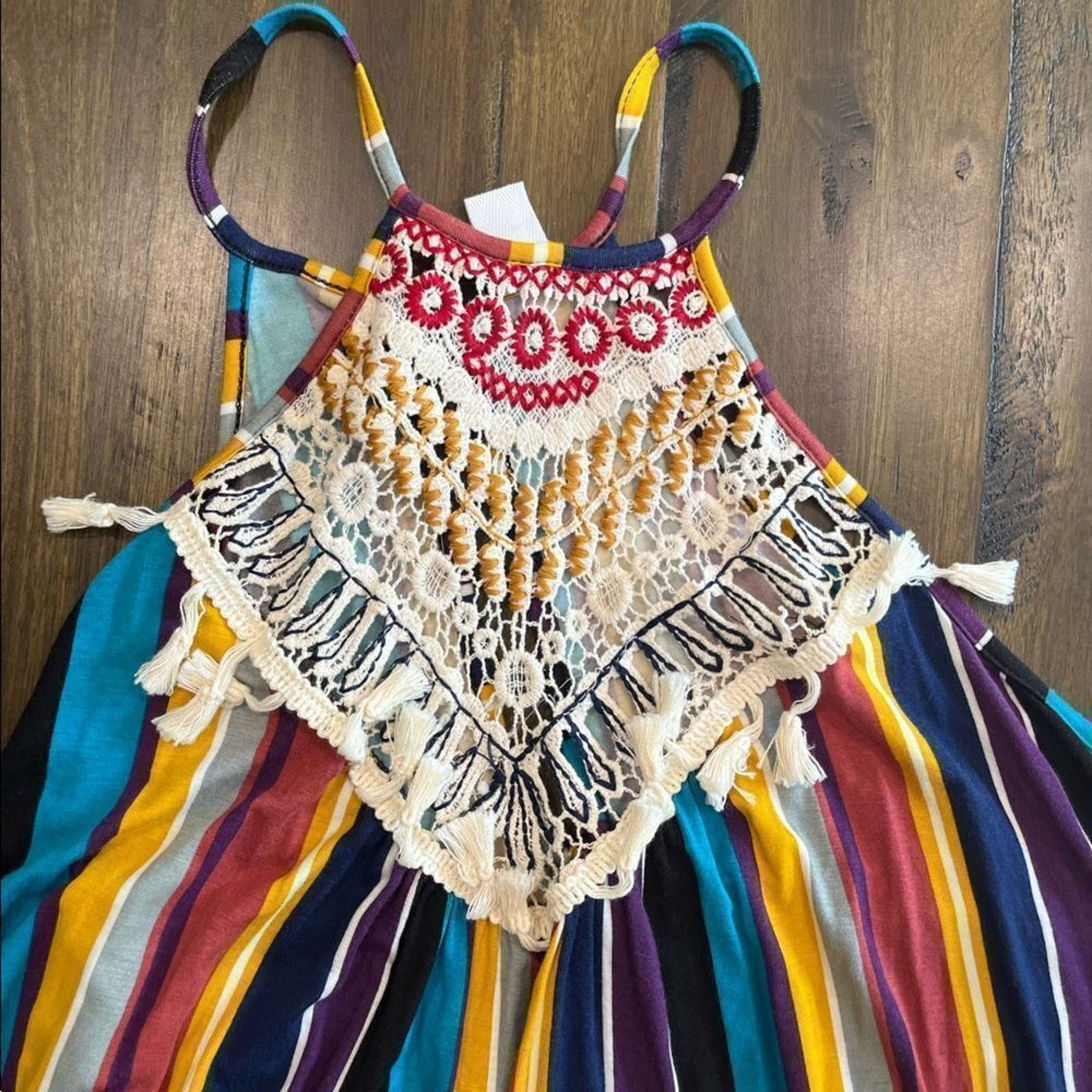 Vintage CY Boutique Multi Stripe Crochet Tank Top Size L Size L / US 10 / IT 46 - 2 Thumbnail