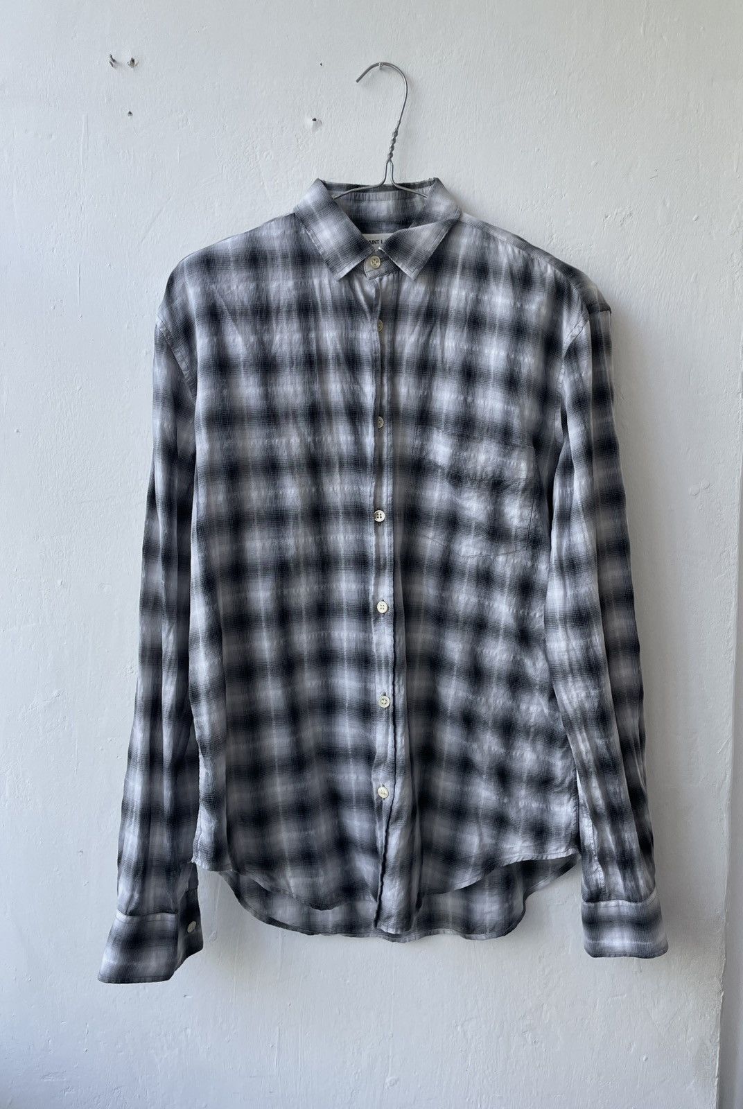 Hedi Slimane × Saint Laurent Paris Saint Laurent Plaid shirt Size US S / EU 44-46 / 1 - 1 Thumbnail
