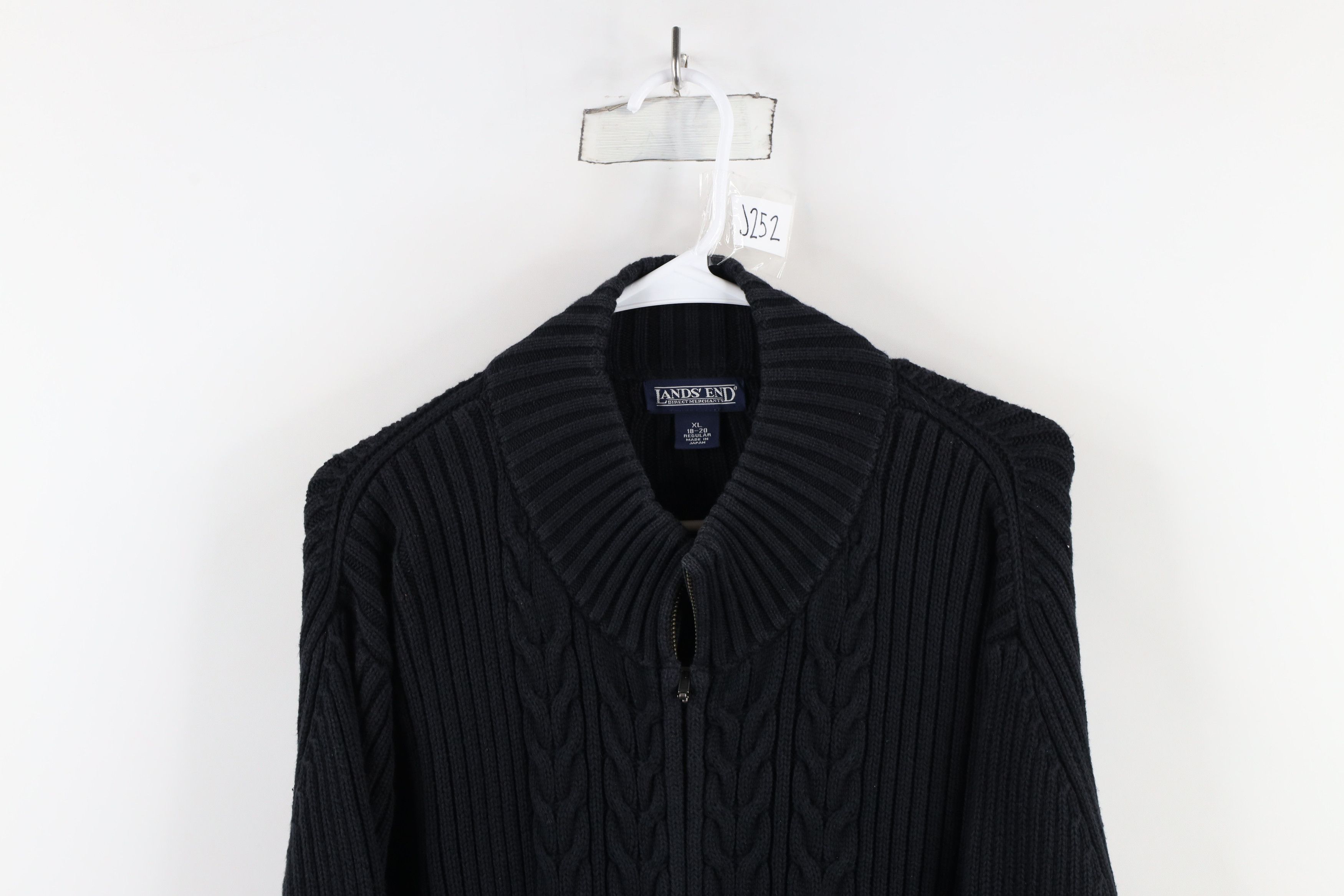Lands' End × Vintage Vintage 90s Lands End Ribbed Cable Knit Zip Sweater Japan Size XXL / US 16-18 / IT 52-54 - 2 Thumbnail
