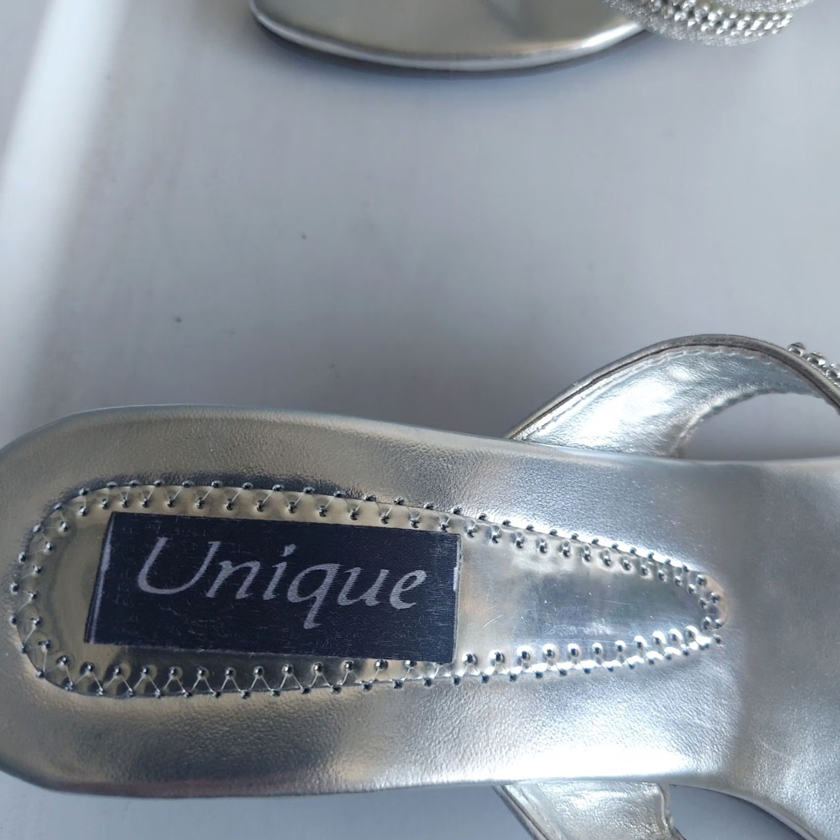 Nique Unique Women's Crystal Metallic Design High Heels - Size 10 - Silver - Heels - Women - 10 - Party/Cocktail, Formal, Christening, Business, Travel Size US 10 / IT 40 - 7 Thumbnail
