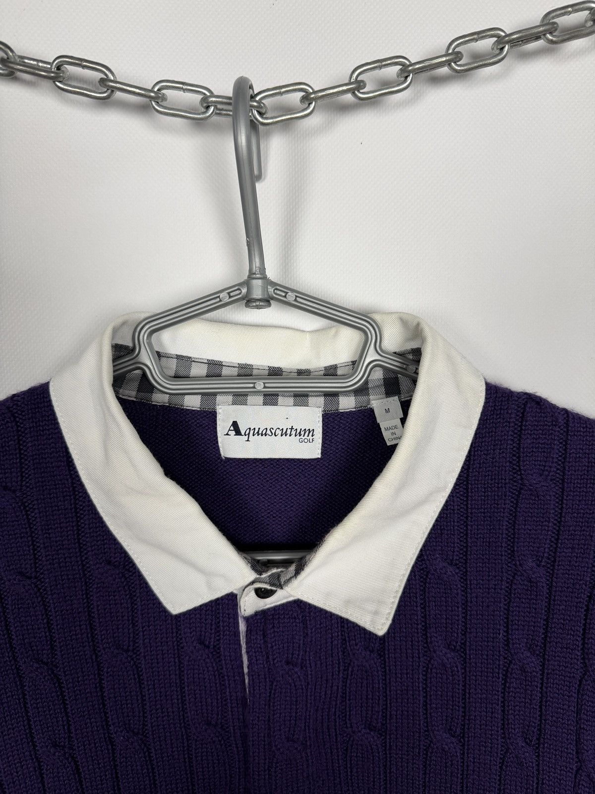 Aquascutum Aquascutum Golf Wool Sweater Cable Knit Pullover Purple Sz M Size US M / EU 48-50 / 2 - 8 Thumbnail