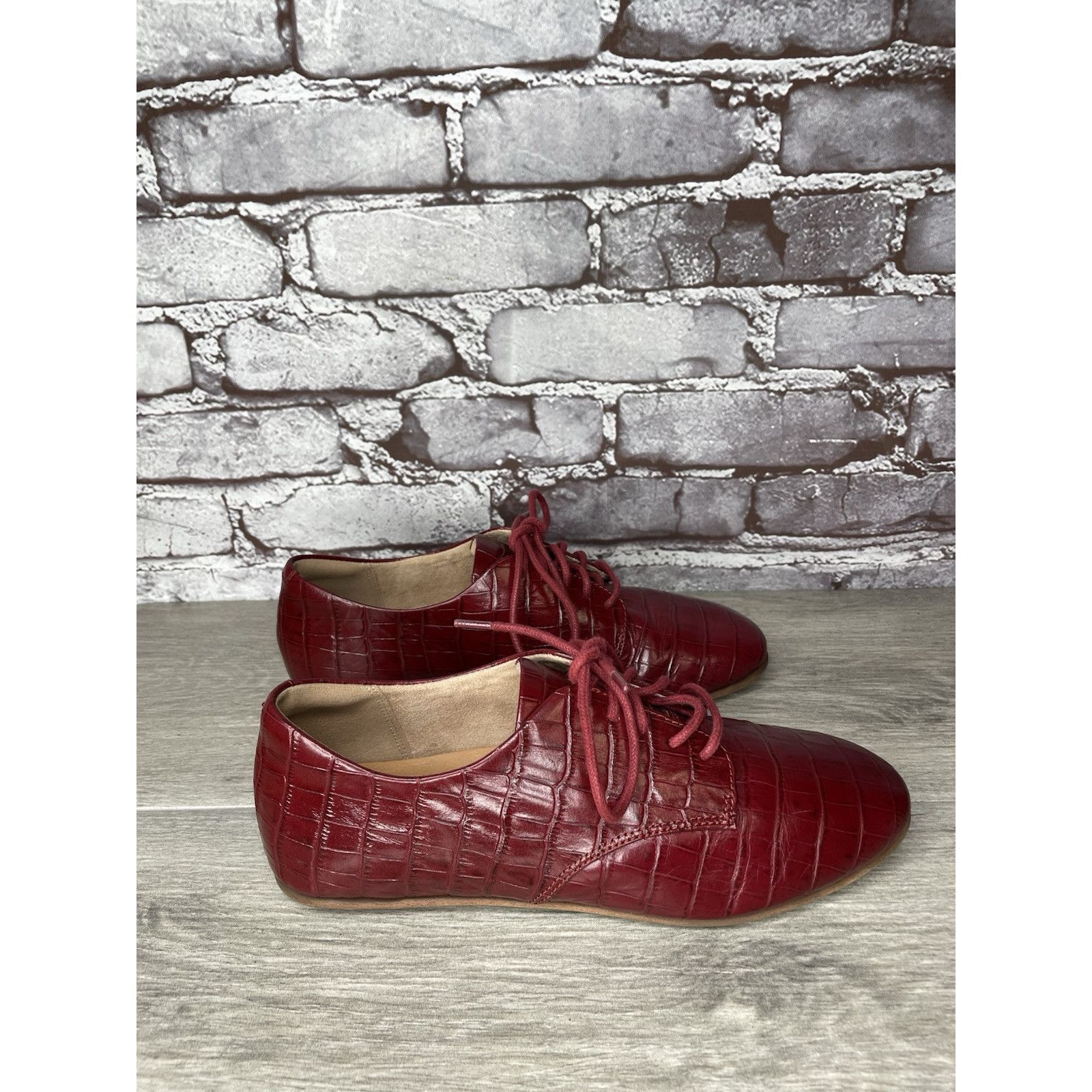 Other Fitflop Red Croco Leather Lace Up Comfort Oxfords Shoes Wome Size US 7 / IT 37 - 18 Thumbnail