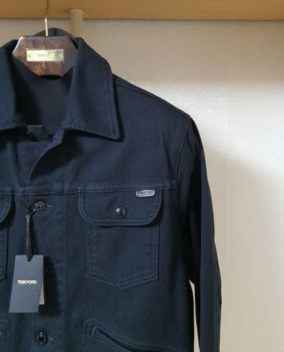 Tom Ford o1sm1stk0824 Icon Stretch Cotton Trucker Jacket in Black Size US S / EU 44-46 / 1 - 2 Thumbnail