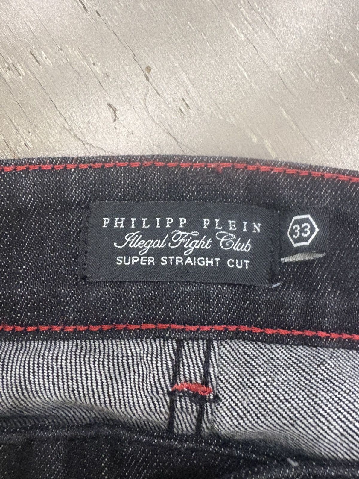 Philipp Plein Philipp Plein Distressed Waxed "Wet Black" Biker Jeans Size US 33 - 2 Thumbnail