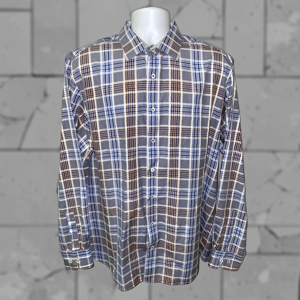 BUGATCHI Bugatchi Uomo Mens Multi-Color Check Button-Up Shirt Long Sleeve Size M Size US M / EU 48-50 / 2 - 1 Thumbnail