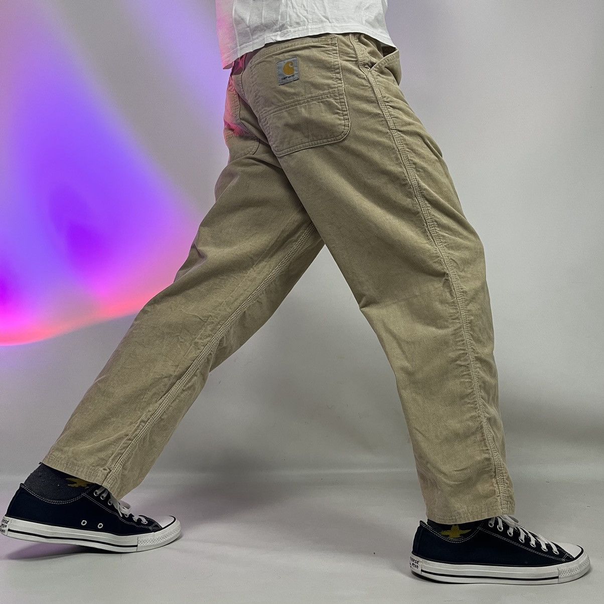 Carhartt × Carhartt Wip × Vintage 🦖VINTAGE🦖 Carhartt WIP Corduroy Beige Simple Pants Velvet Size US 33 - 3 Thumbnail