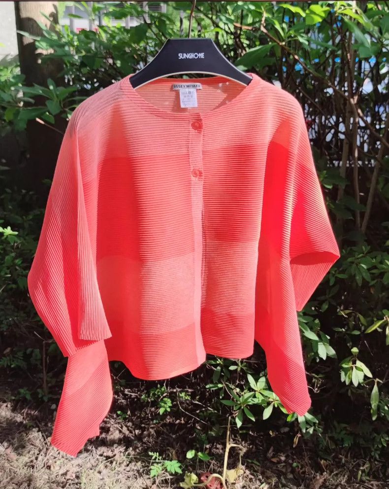Issey Miyake Issey Miyake Pleated Orange Cardigan - dmc Size US M / EU 48-50 / 2 - 1 Thumbnail