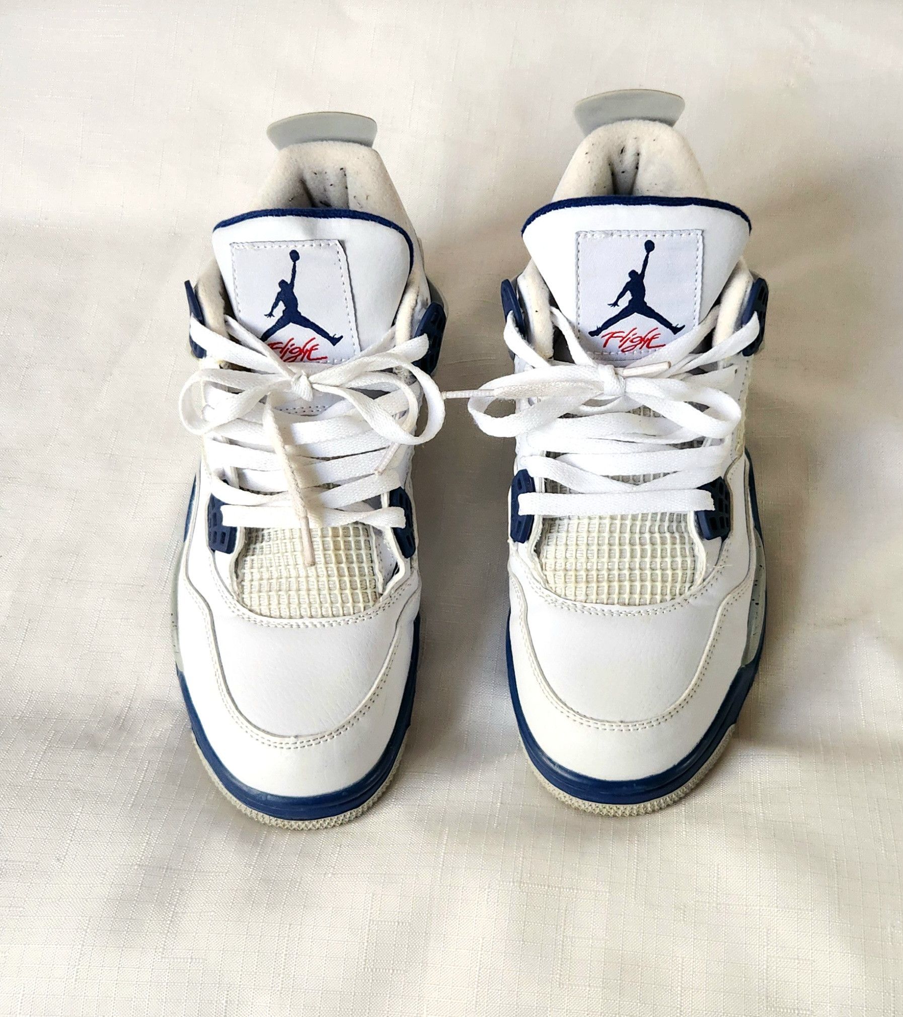 Jordan Brand × Nike Nike Air Jordan 4 Retro 8 White Midnight Navy Grey DH6927140 Size US 8 / EU 41 - 3 Thumbnail