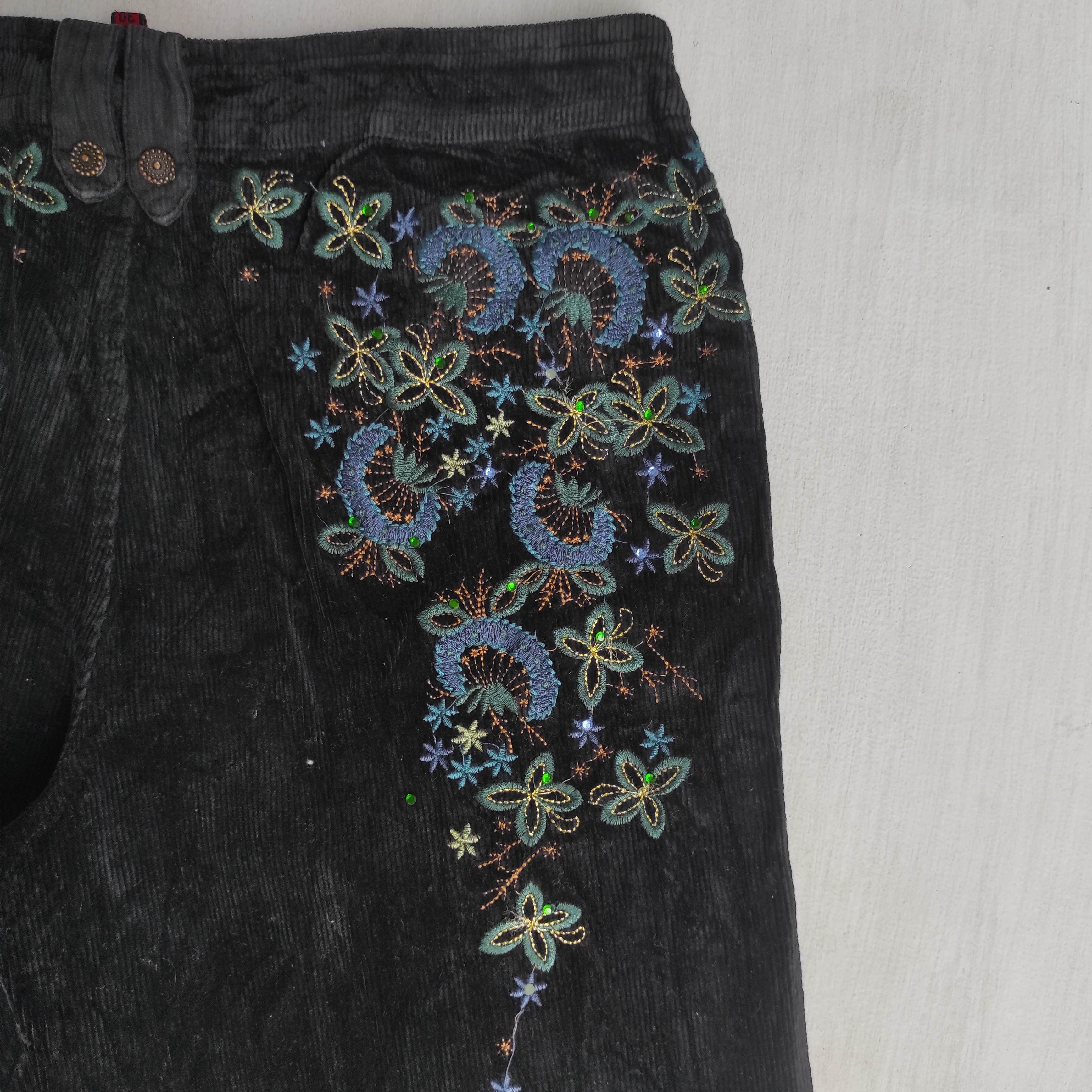 If Six Was Nine Flare Georgia Childe Corduroy Embroidered Pants Size US 30 / EU 46 - 5 Thumbnail