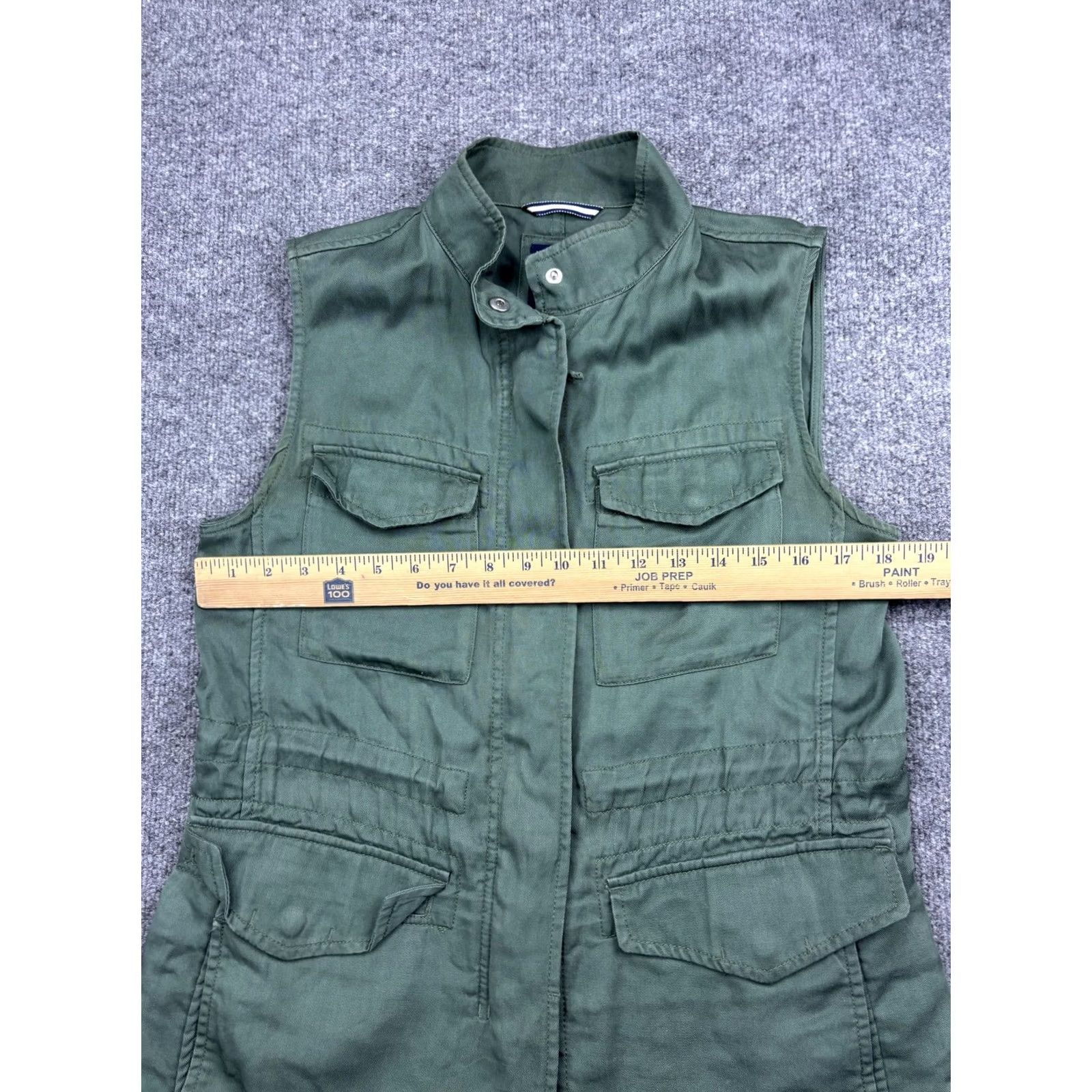 Gap GAP Vest Womens Medium Green Utility Cargo Sleeveless Zip Front Pockets Lyocell Size M / US 6-8 / IT 42-44 - 4 Thumbnail