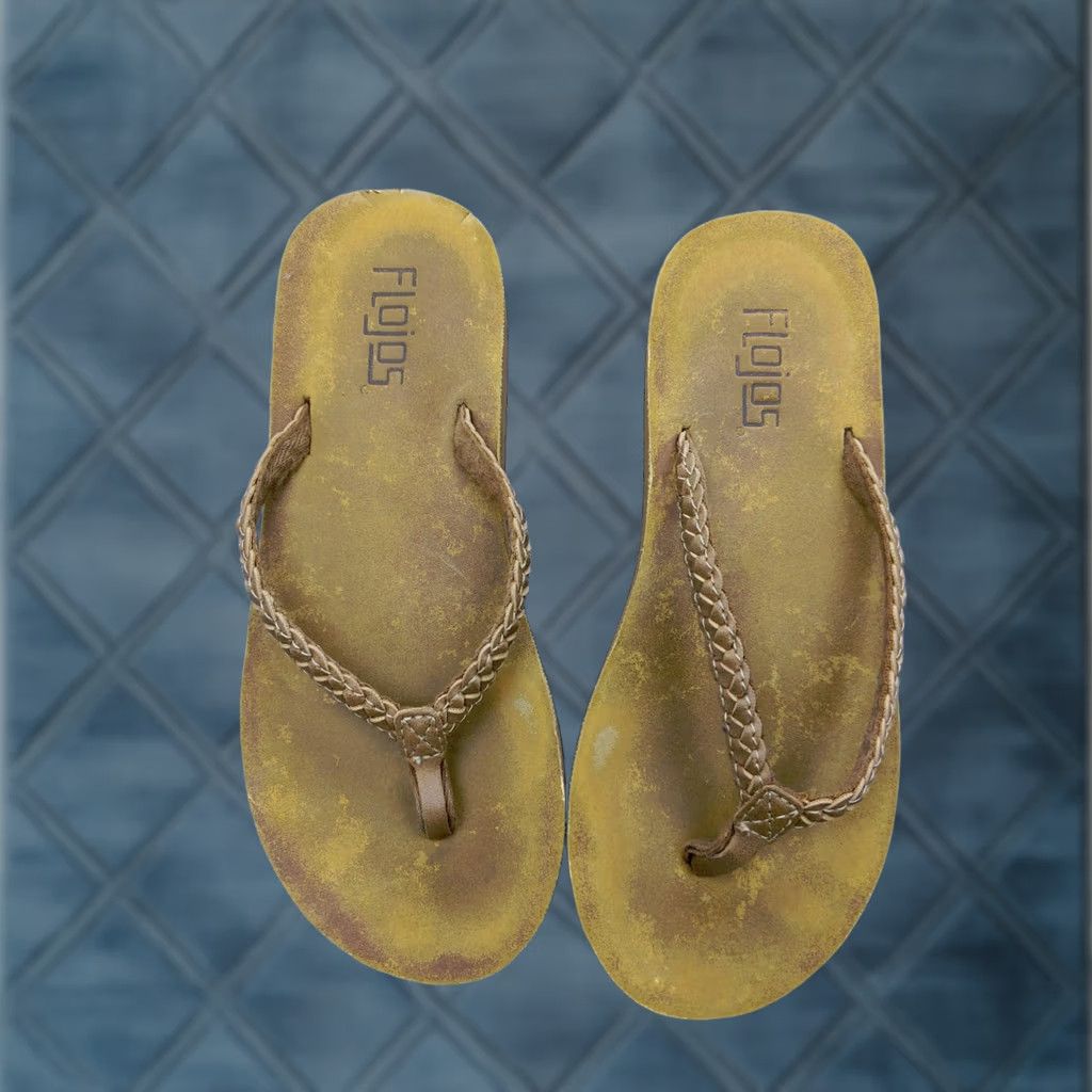 Vintage Flojos Sky Womens 4.5 35 Tan Braided Woven Flip Flops Casual Beach Sandals Size US 5 / IT 35 - 1 Thumbnail