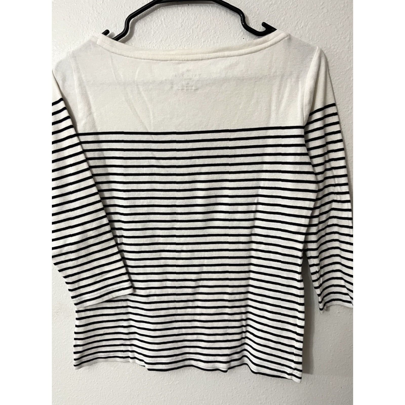 Talbots Talbots VINTAGE Petites Crewneck T-Shirt Black/White Stripe 3/4 Sleeve Embellished Rhinestone Womens Size S / US 4 / IT 40 - 3 Thumbnail