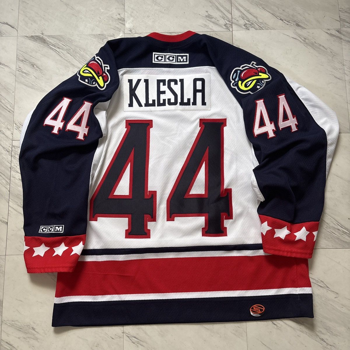 Ccm 2001 Columbus Blue Jacket Rostislav Klesla Hockey Jersey Size US L / EU 52-54 / 3 - 4 Thumbnail