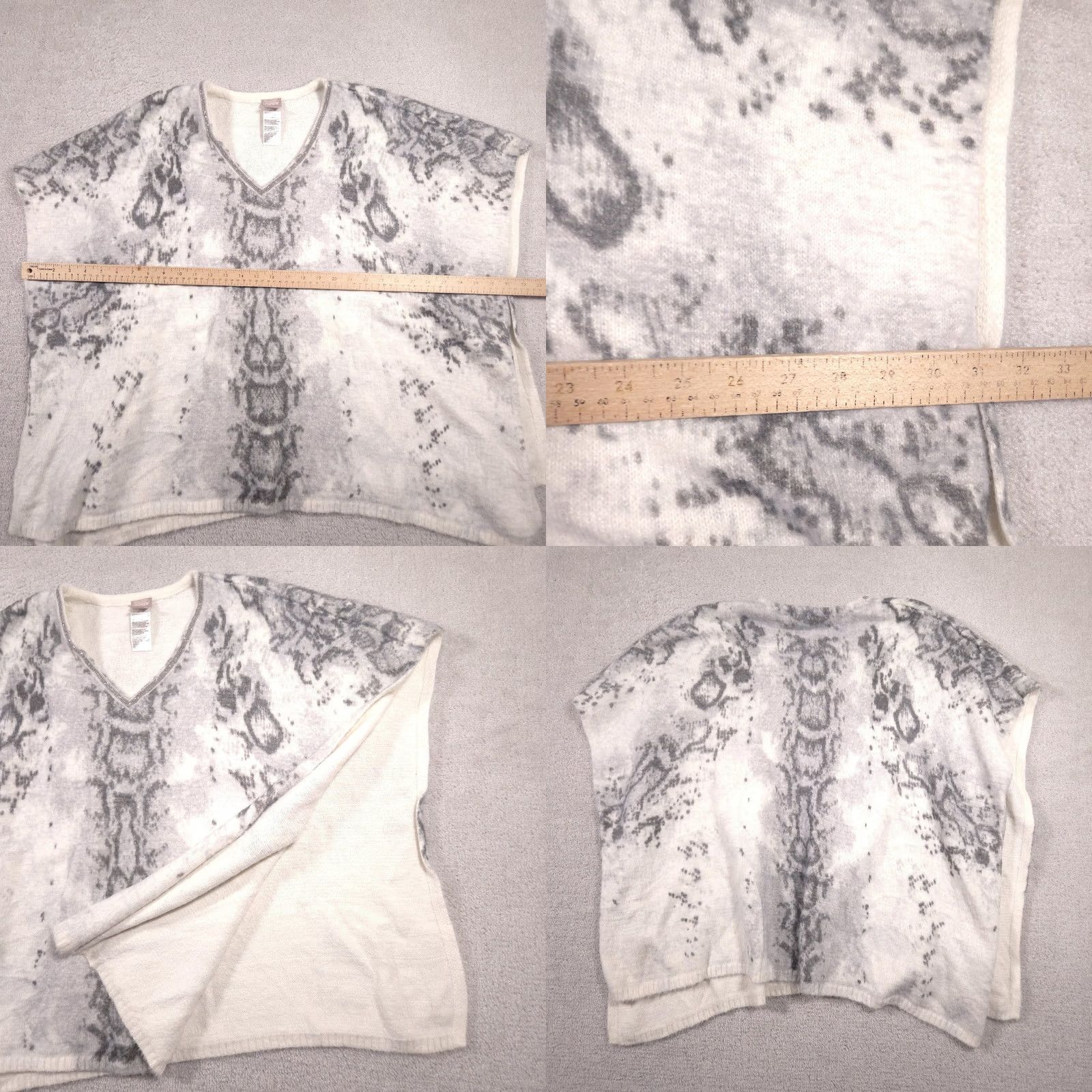 Vintage Chico's Sweater Womens S/M White Snake Print V Neck Dolman Pullover Short Sleeve Size S / US 4 / IT 40 - 8 Thumbnail