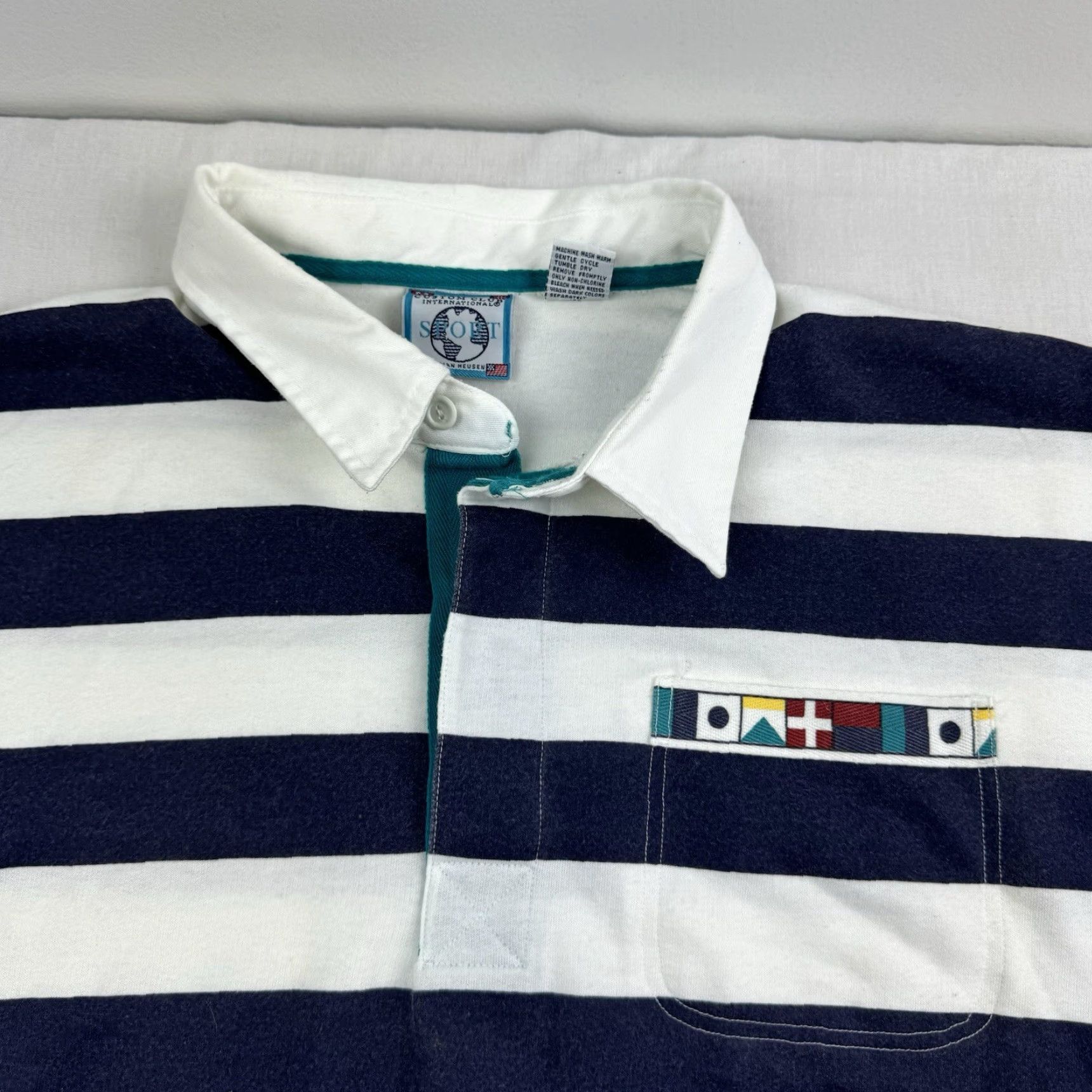 Van Heusen VINTAGE Van Heusen Polo Adult XL Striped Long Sleeve Rugby Nautical 90s Mens Size US XL / EU 56 / 4 - 2 Thumbnail