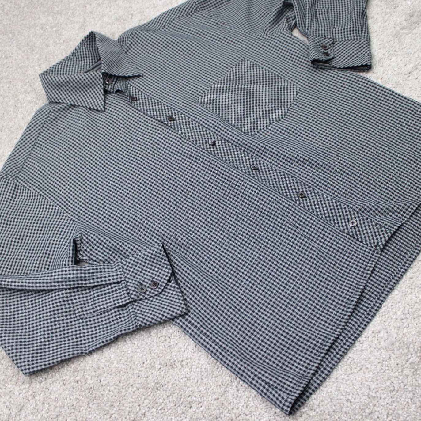 BUGATCHI Bugatchi Uomo Shirt Mens Medium Black/Gray Check Long Sleeve Button Down Size US M / EU 48-50 / 2 - 5 Thumbnail