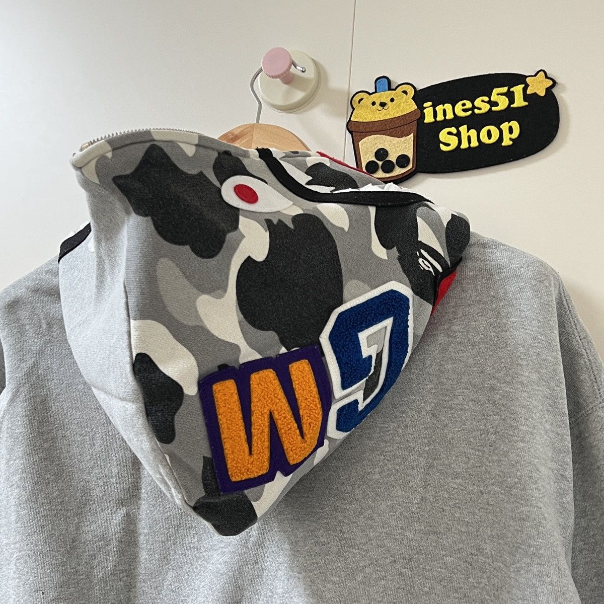 Bape Bape camo gray shark zip up hoodie Size US M / EU 48-50 / 2 - 3 Thumbnail