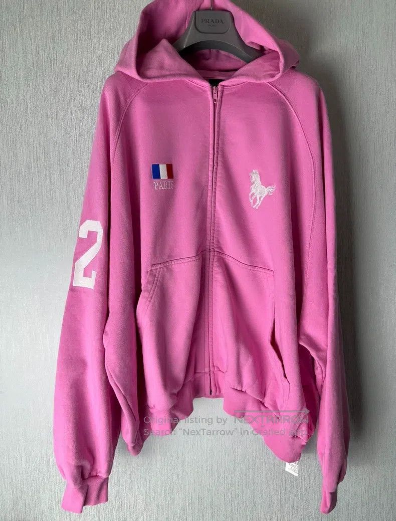 Balenciaga Balenciaga Pink War Horse Flag Polo Hoodie Size US L / EU 52-54 / 3 - 5 Thumbnail